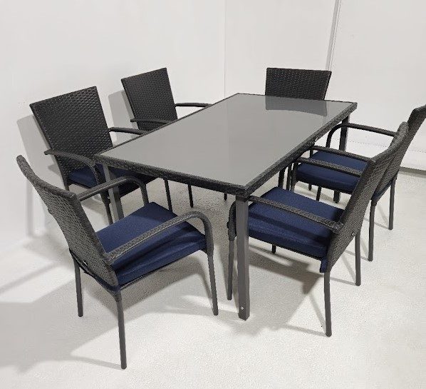 JUEGO DE COMEDOR 7 PIEZAS, 6 SILLAS, 1 MESA, OUTTER COM12308 OUTTER