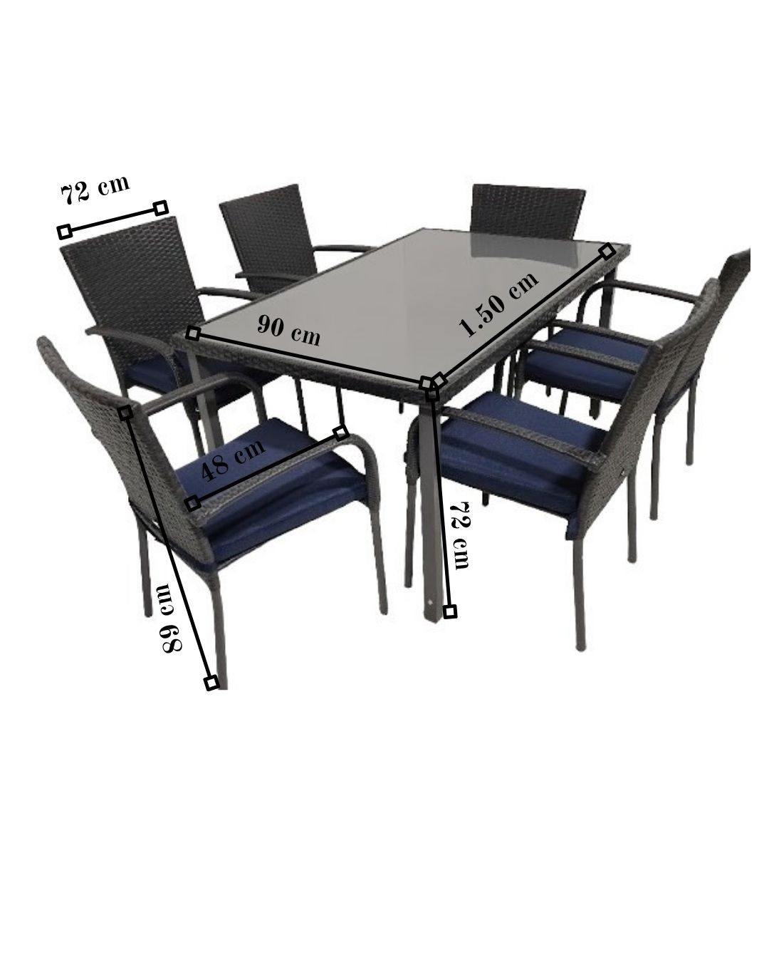 JUEGO DE COMEDOR 7 PIEZAS, 6 SILLAS, 1 MESA, OUTTER COM12308 OUTTER