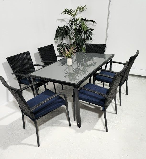 JUEGO DE COMEDOR 7 PIEZAS, 6 SILLAS, 1 MESA, OUTTER COM12308 OUTTER