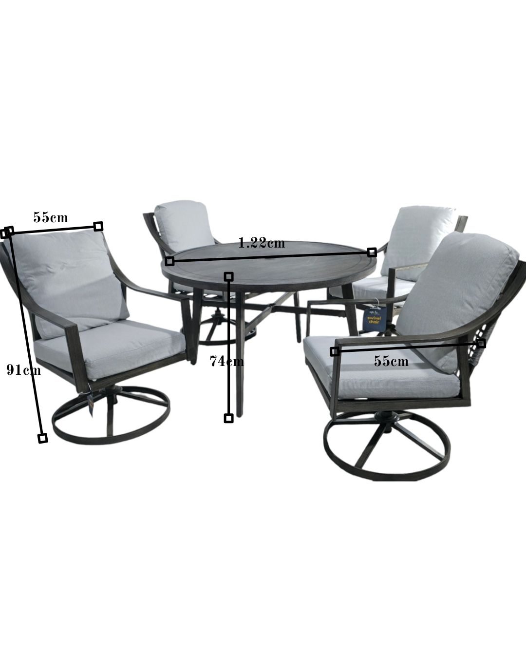 JUEGO DE COMEDOR CON SILLAS GIRATORIAS COM123020