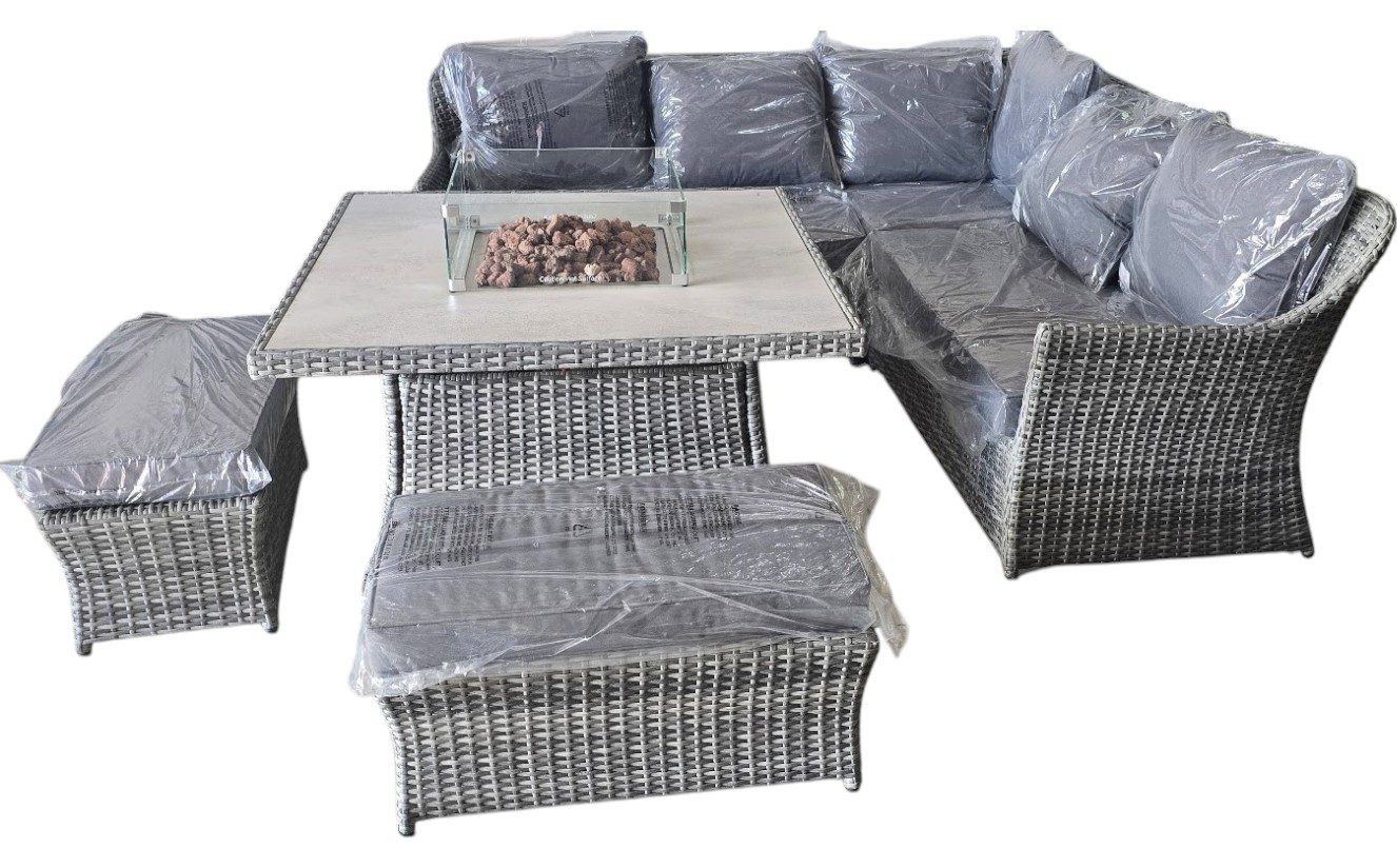 JUEGO DE COMEDOR TERRAZA CON FIRE PIT COMP1236