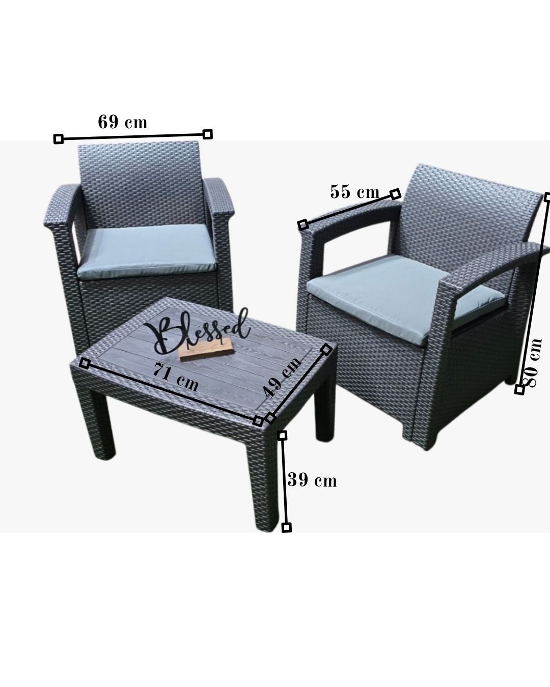 JUEGO DE TERRAZA 2 PLAZAS PLASTICO PLA12501