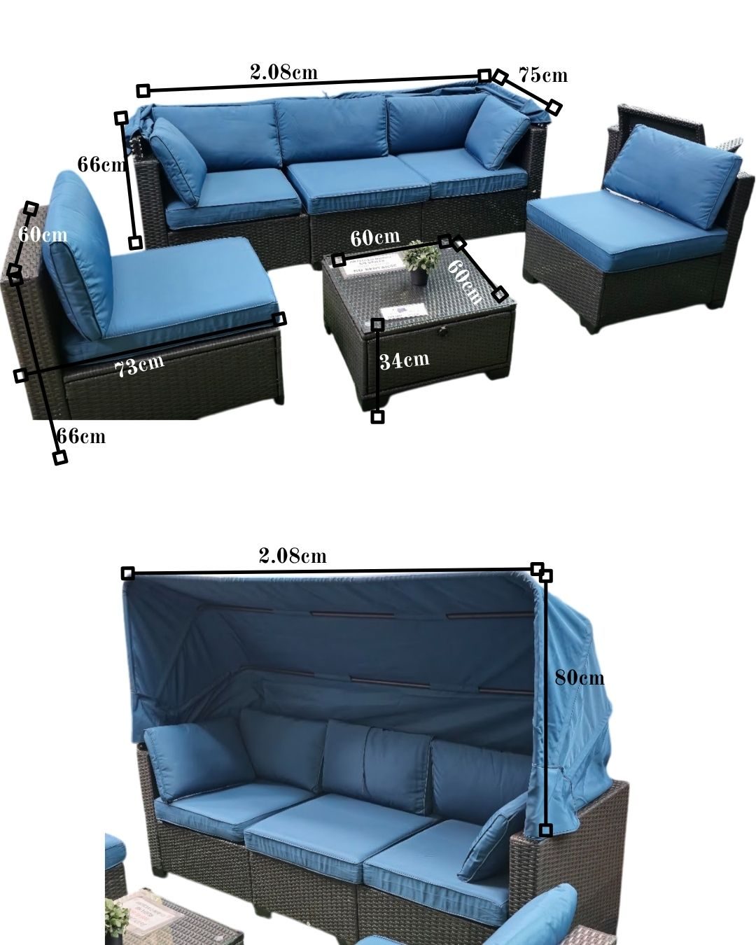 JUEGO DE TERRAZA 4 PIEZAS CON CANOPY TE124501