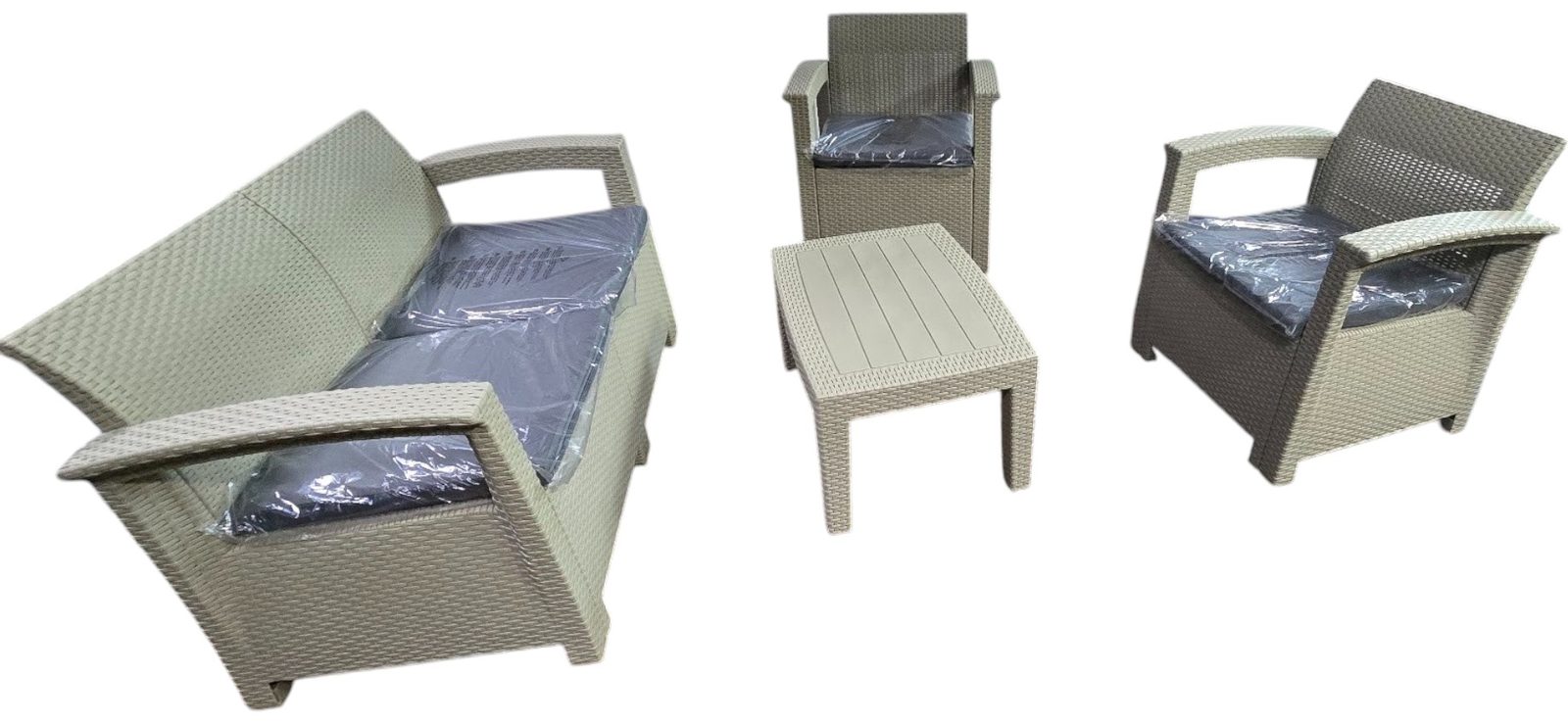 JUEGO DE TERRAZA 4 PLAZAS PLASTICO PLA12401