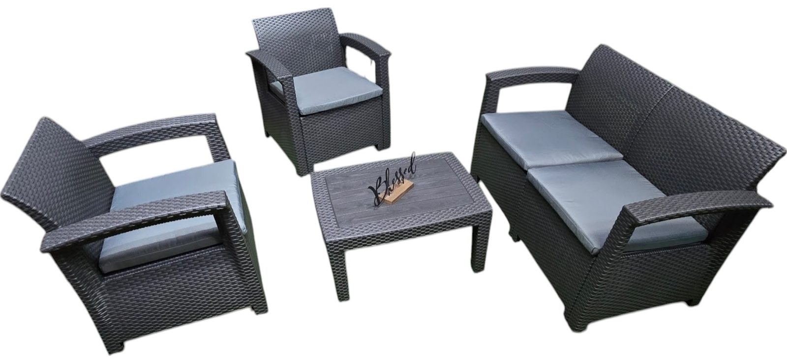 JUEGO DE TERRAZA 4 PLAZAS PLASTICO PLA12401