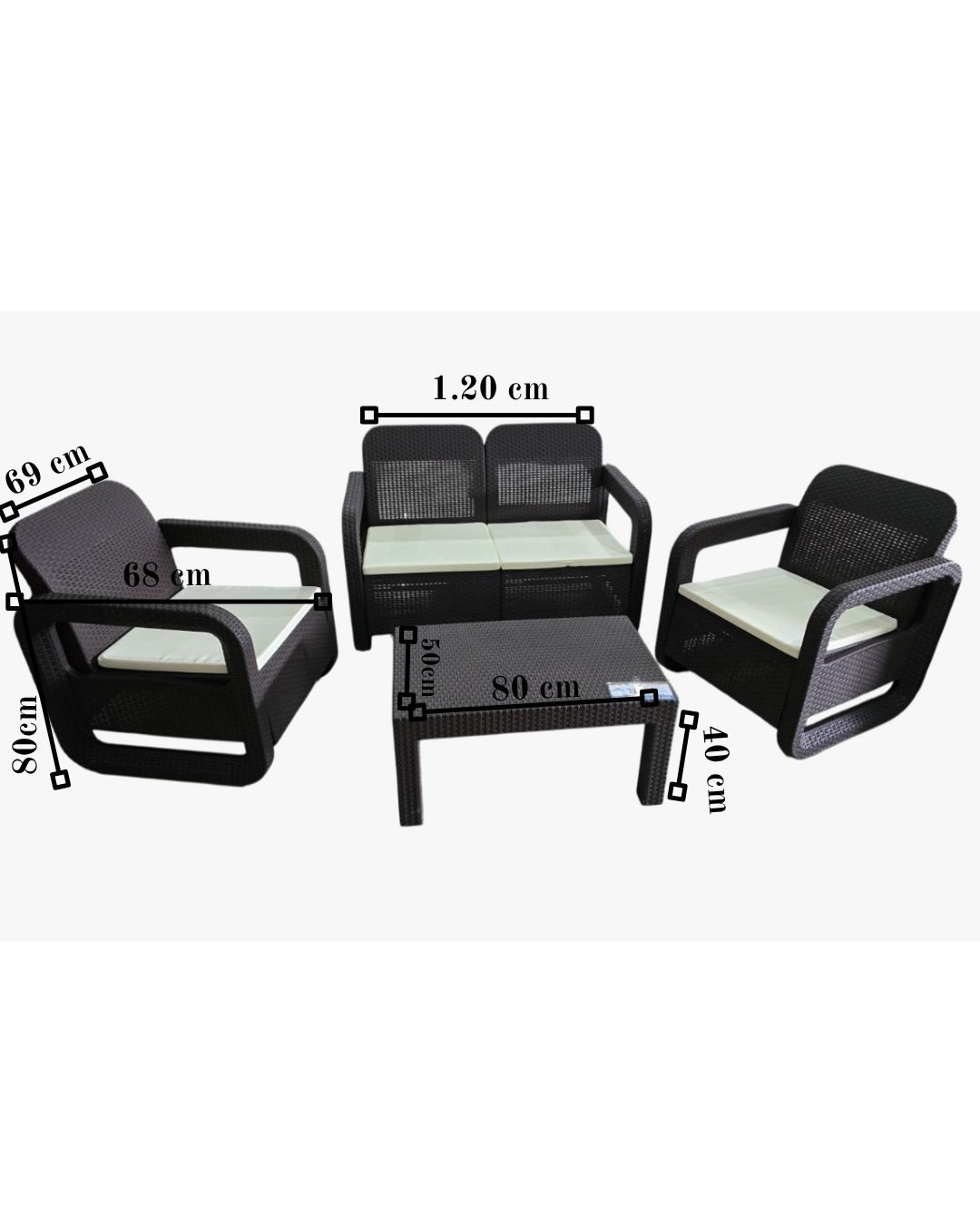 JUEGO DE TERRAZA 4 PLAZAS PLASTICO PLA12401-04