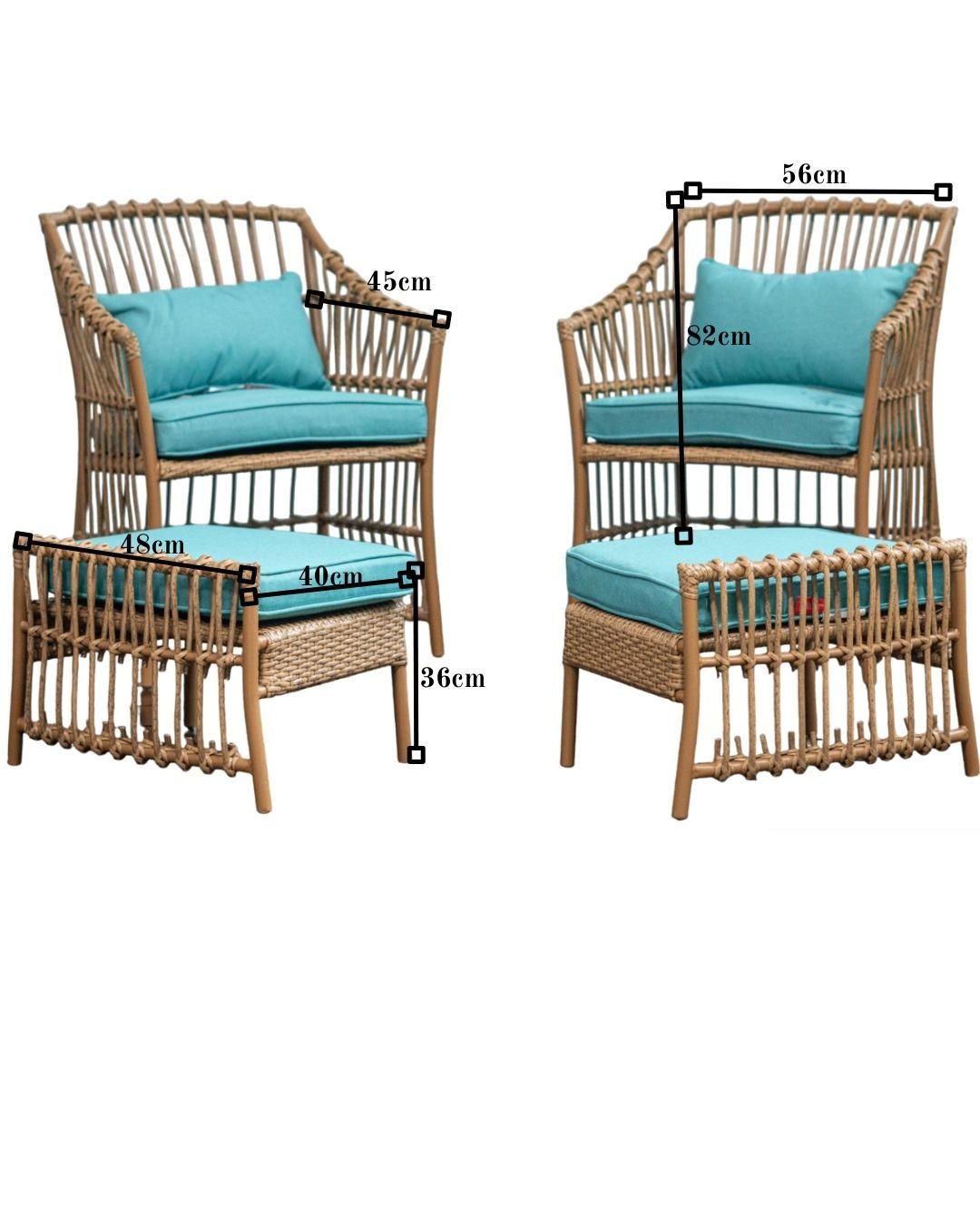 JUEGO TERRAZA 4 PIEZAS RATTAN 2 BUTAKAS 2 SILLAS BISTRO OUTTER SE1235 OUTTER