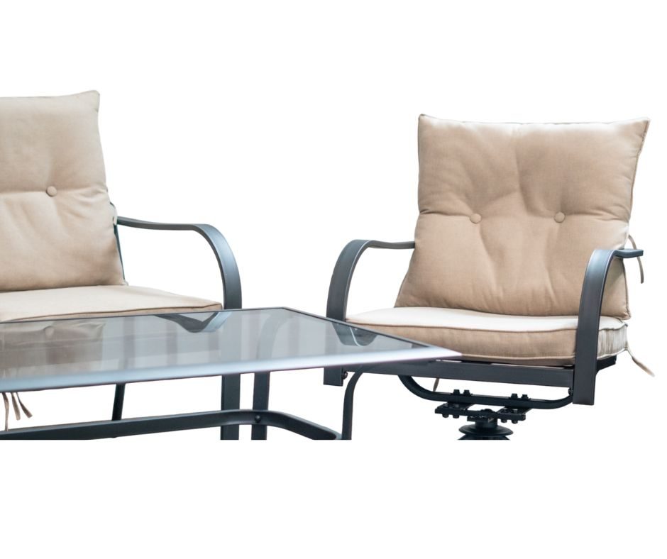 JUEGO TERRAZA 6 PIEZAS METAL 3 MESITAS, 2 SILLAS GIRATORIAS, 1 SOFA DOBLE, OUTTER