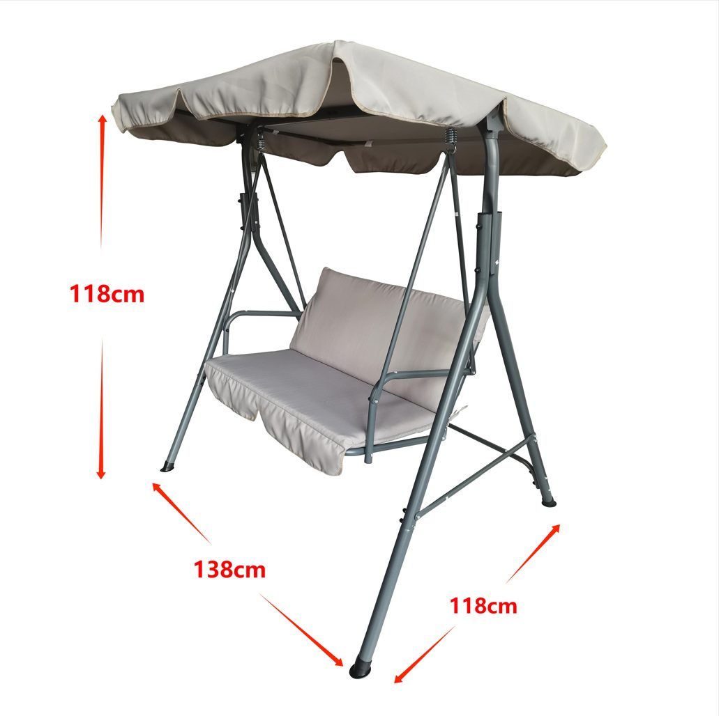 SILLA MECEDORA 2 PLAZAS JARDIN POLIESTER BASE METALICA XY-CS-10007B2