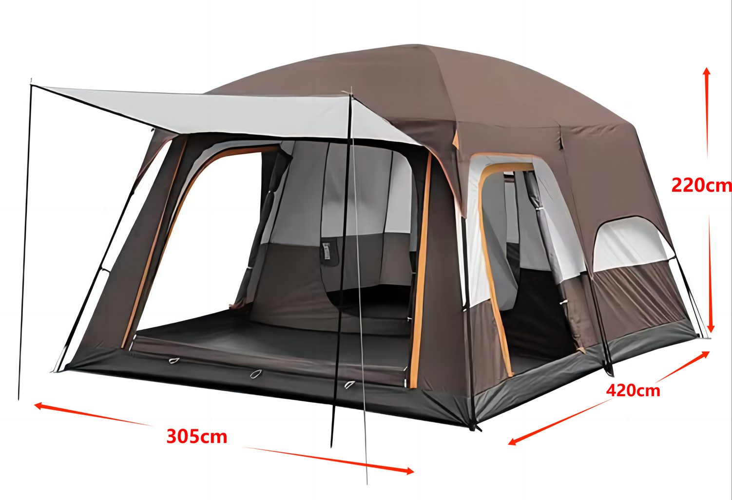 TIENDA ACAMPAR CAFE POLIESTER BASE TELA TUBOS FIBRA VIDRIO OUTTER XY-CG-22081-CAFE OUTTER