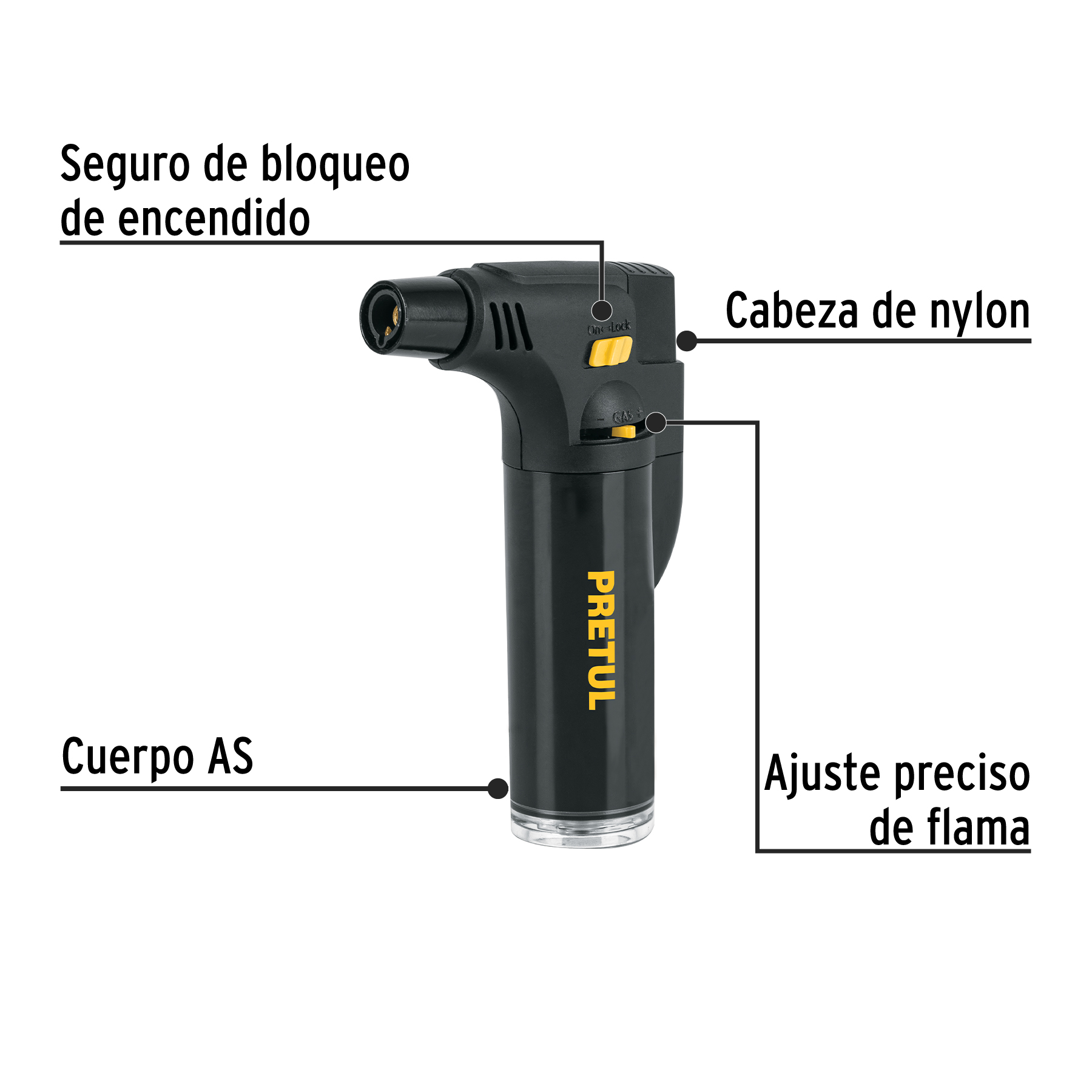Mechero recargable de 15 ml para flamear alimentos, PRETUL PRETUL