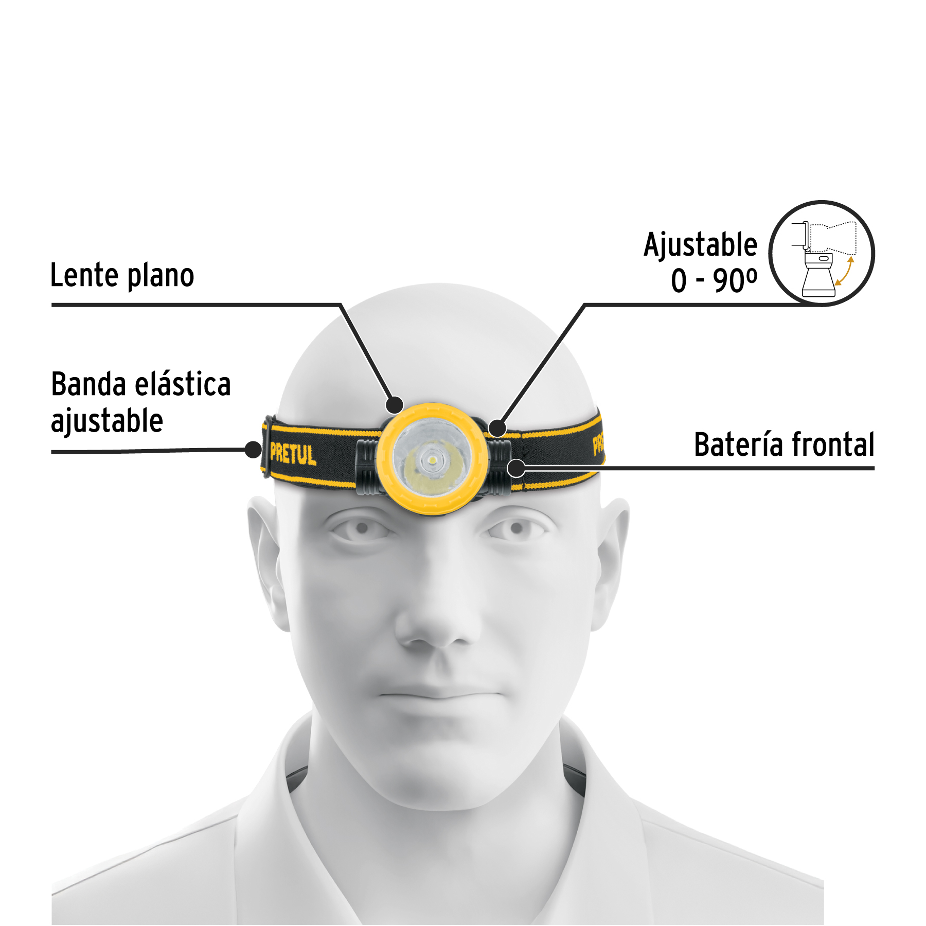 Linterna de minero LED, 70 lm, recargable, PRETUL PRETUL