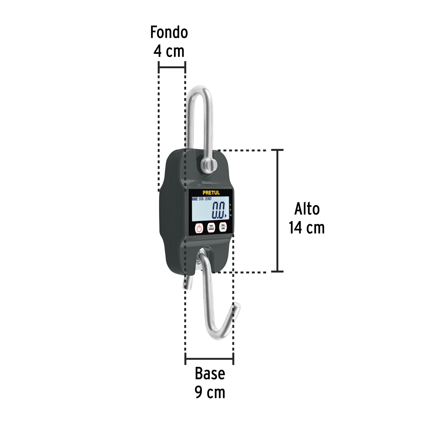 Báscula electrónica colgante, 300 kg, de pilas, PRETUL PRETUL
