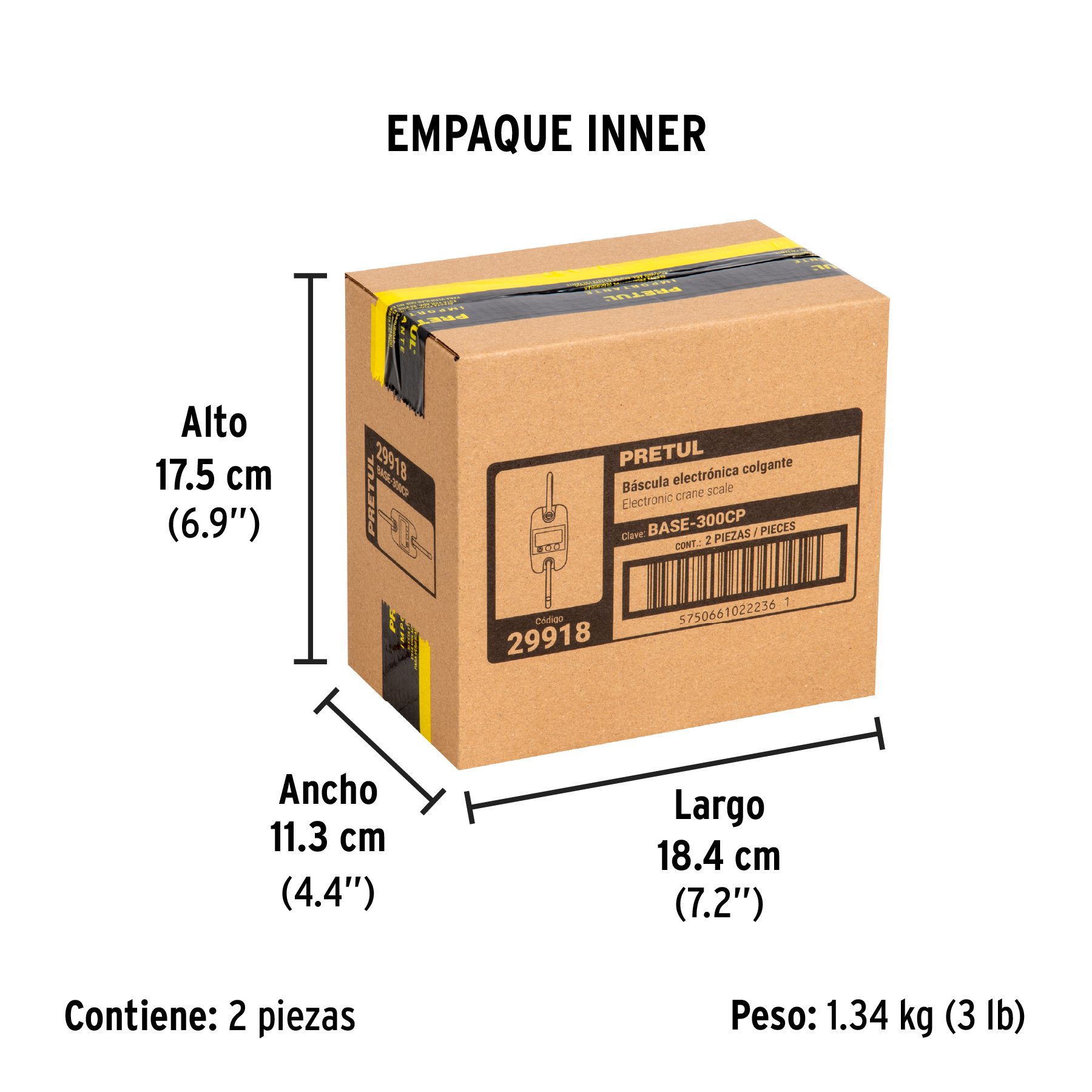 Báscula electrónica colgante, 300 kg, de pilas, PRETUL PRETUL