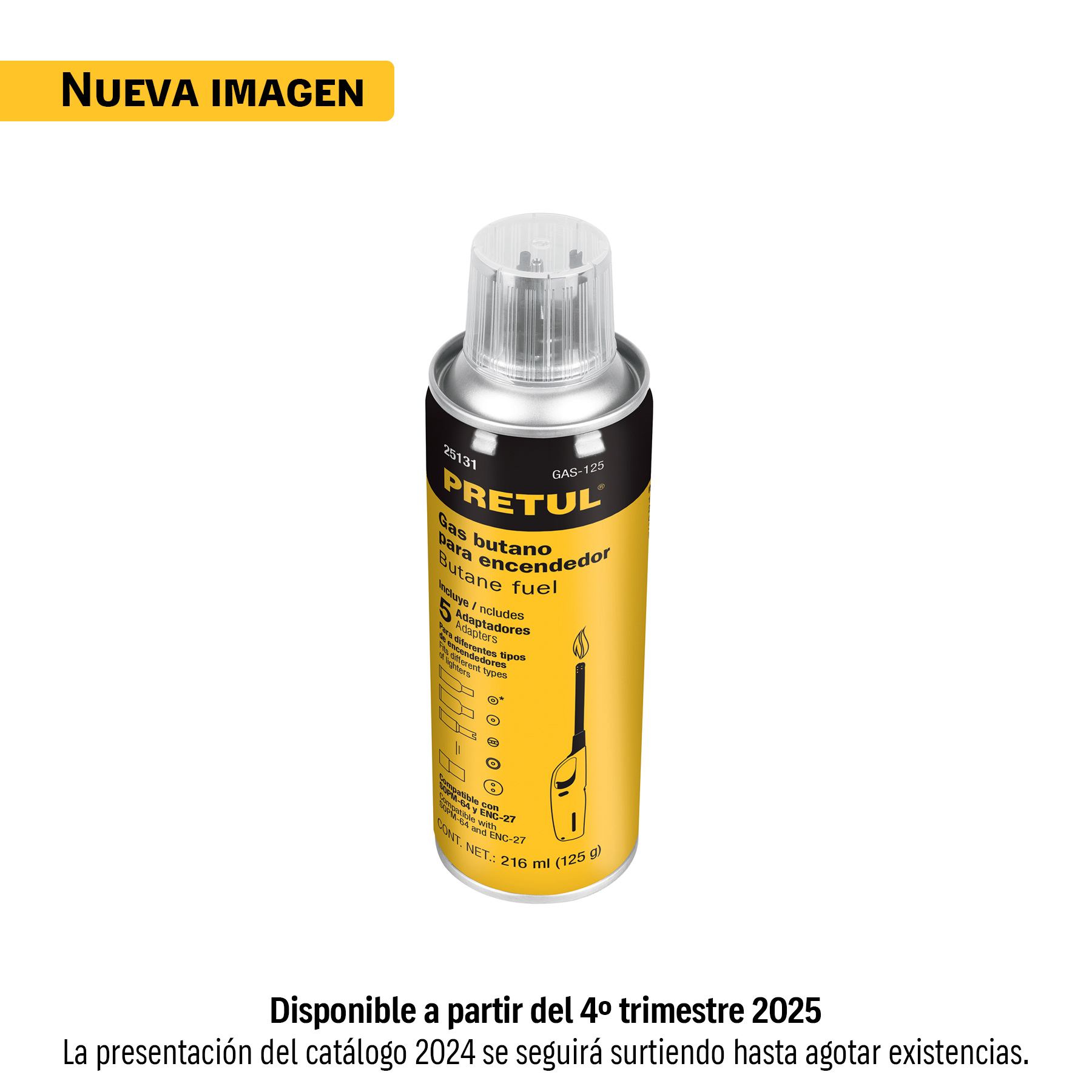 Lata de gas butano para encendedor, 125 g, PRETUL PRETUL