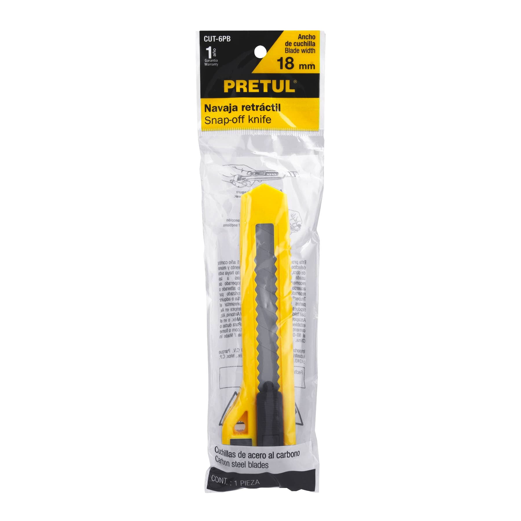 Cutter 18 mm plástico, PRETUL PRETUL