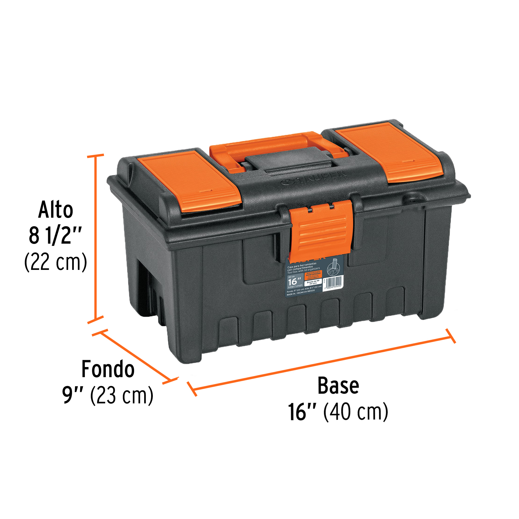 Caja para herramienta de 16" con compartimentos, TRUPER TRUPER