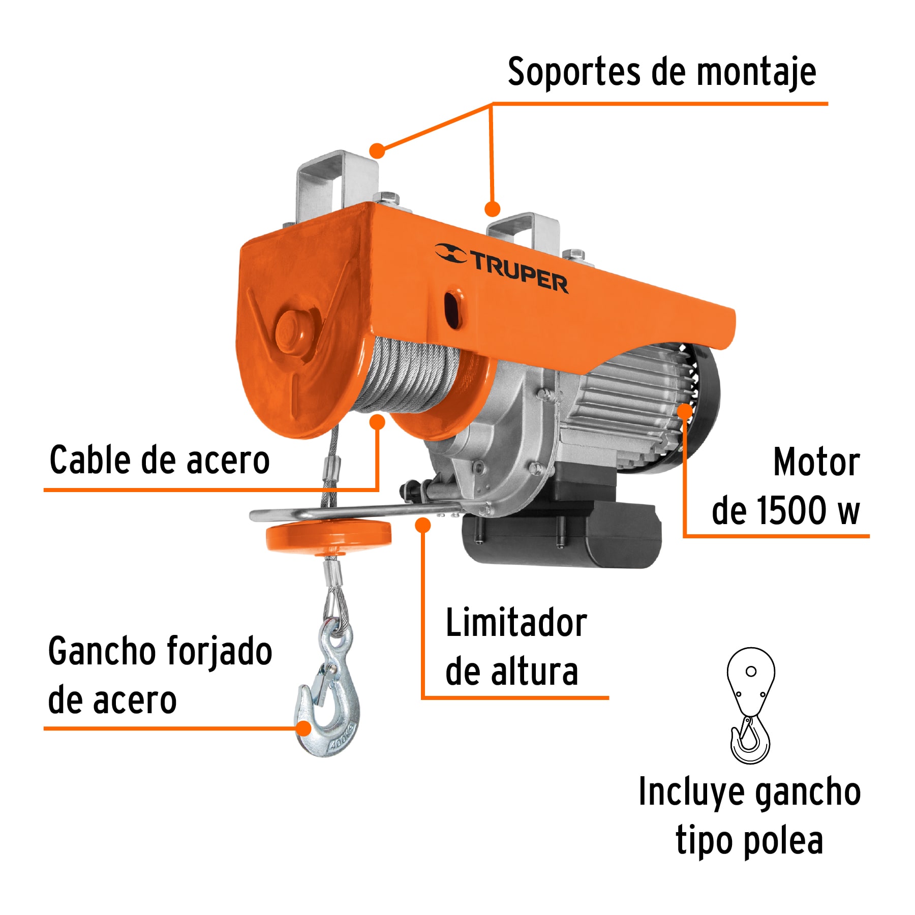 Polipasto eléctrico de 800 kg, TRUPER TRUPER