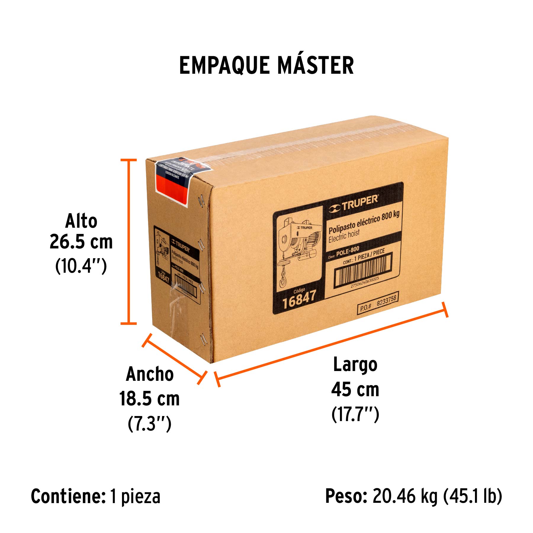 Polipasto eléctrico de 800 kg, TRUPER TRUPER