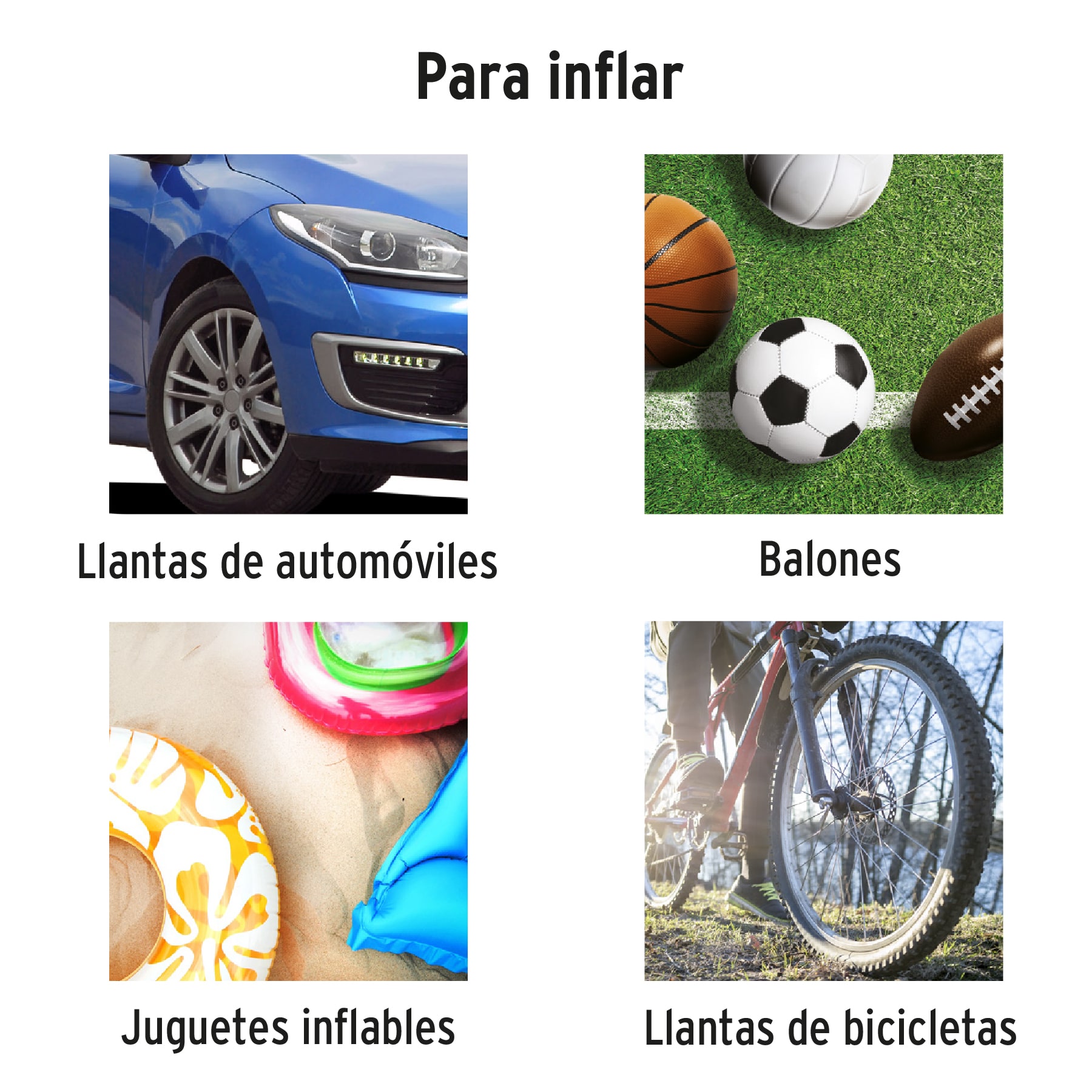 Inflador portátil 12 V para auto, con linterna LED, TRUPER TRUPER