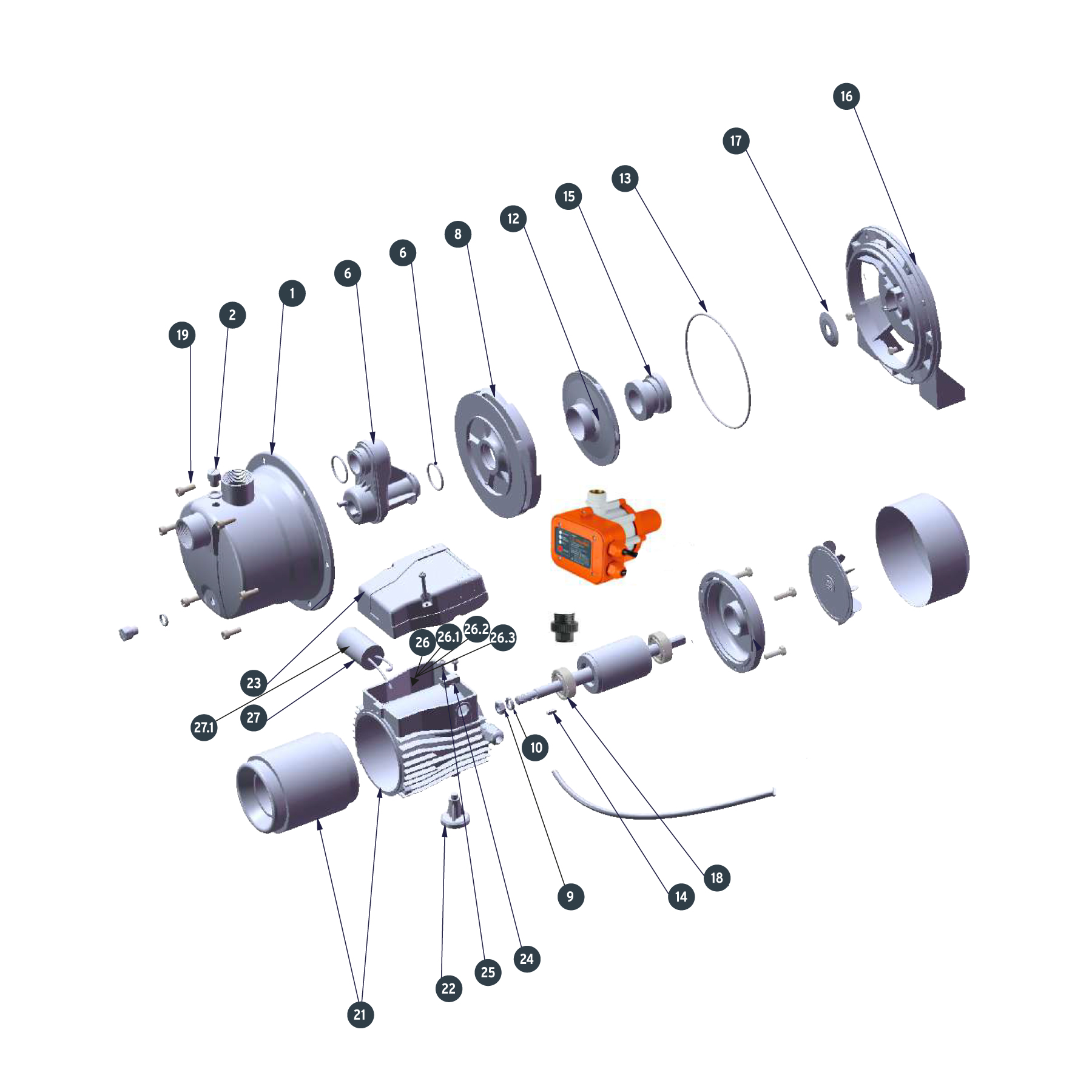 Bomba presurizadora jet hierro 1 HP con control, TRUPER TRUPER