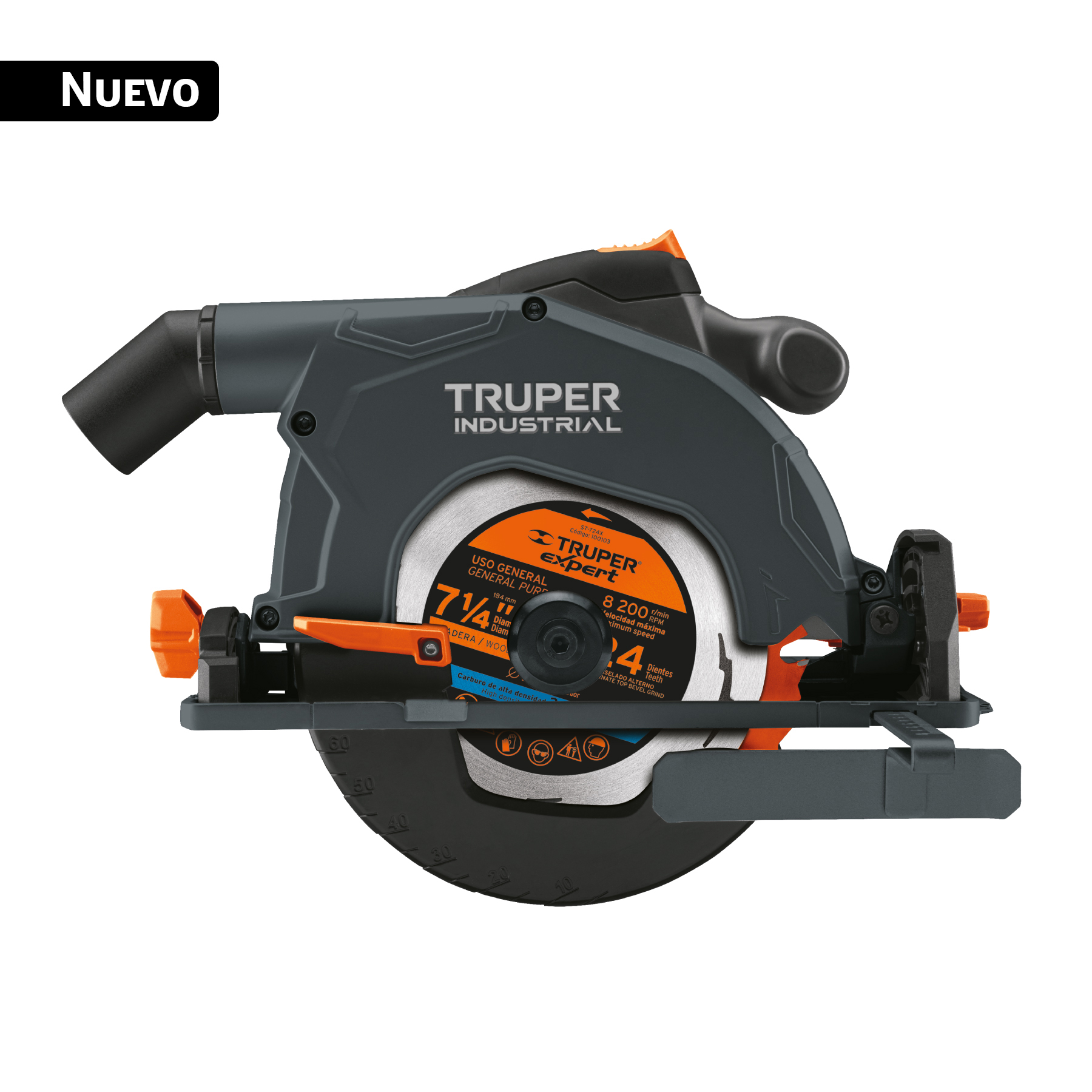 Sierra circular 7-1/4" 1900W, TRUPER INDUSTRIAL TRUPER