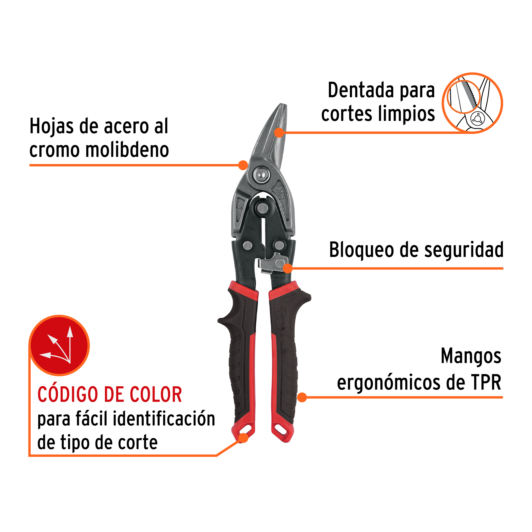 Tijera de aviación 10" corte izquierdo, TRUPER EXPERT TRUPER