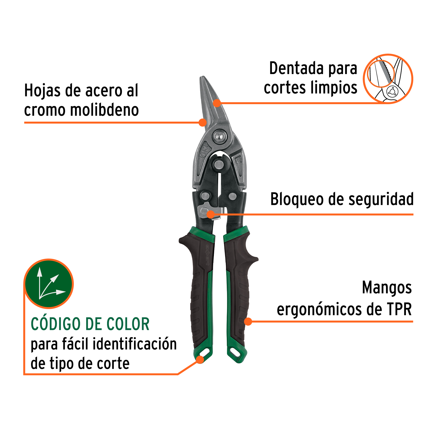 Tijera de aviación 10" corte derecho, TRUPER EXPERT TRUPER