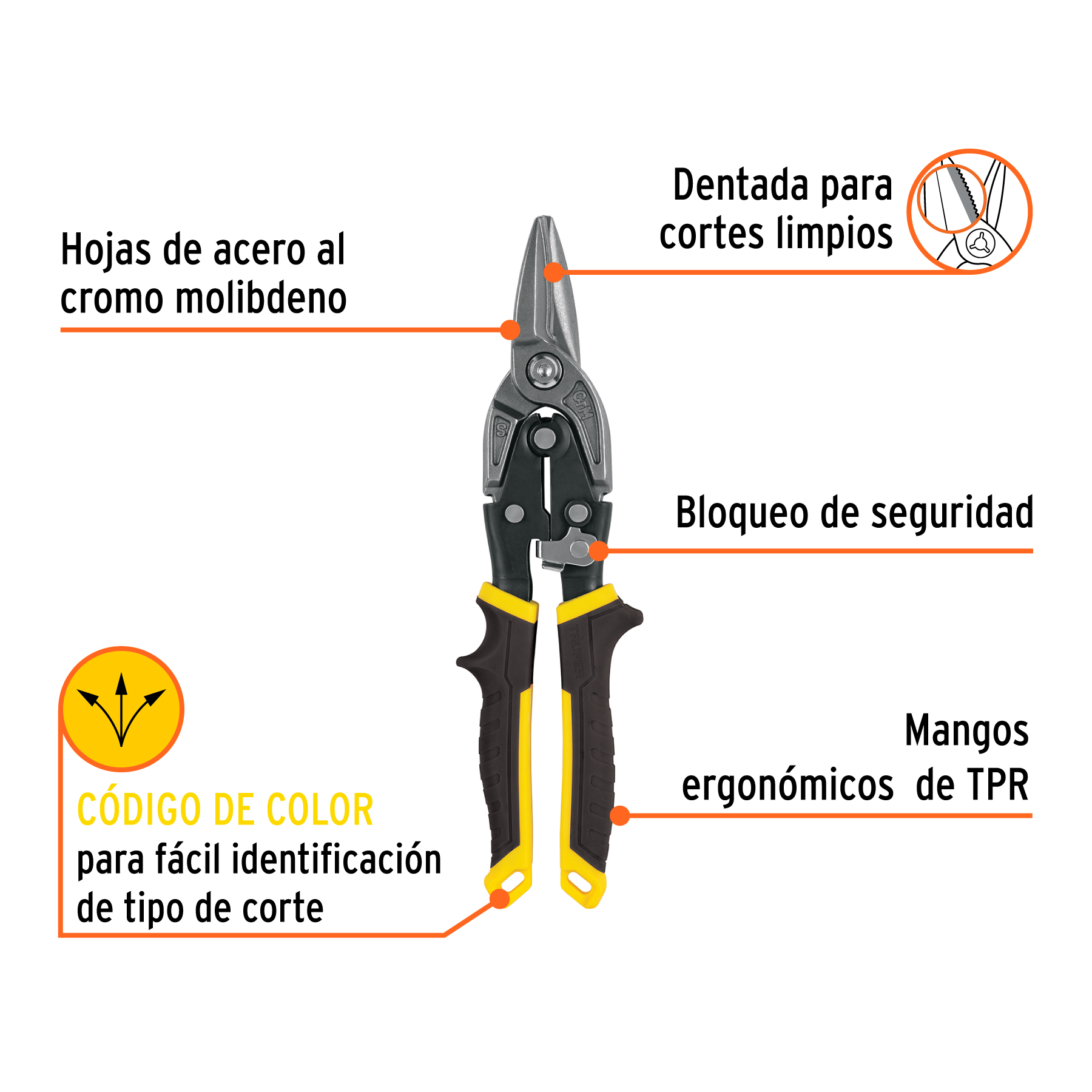 Tijera de aviación 10" corte recto, TRUPER EXPERT TRUPER