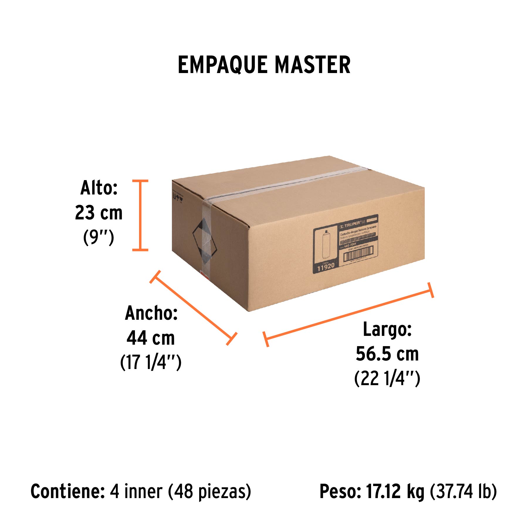 Lata de gas de 220g con válvula de 1/4 de vuelta, TRUPER TRUPER