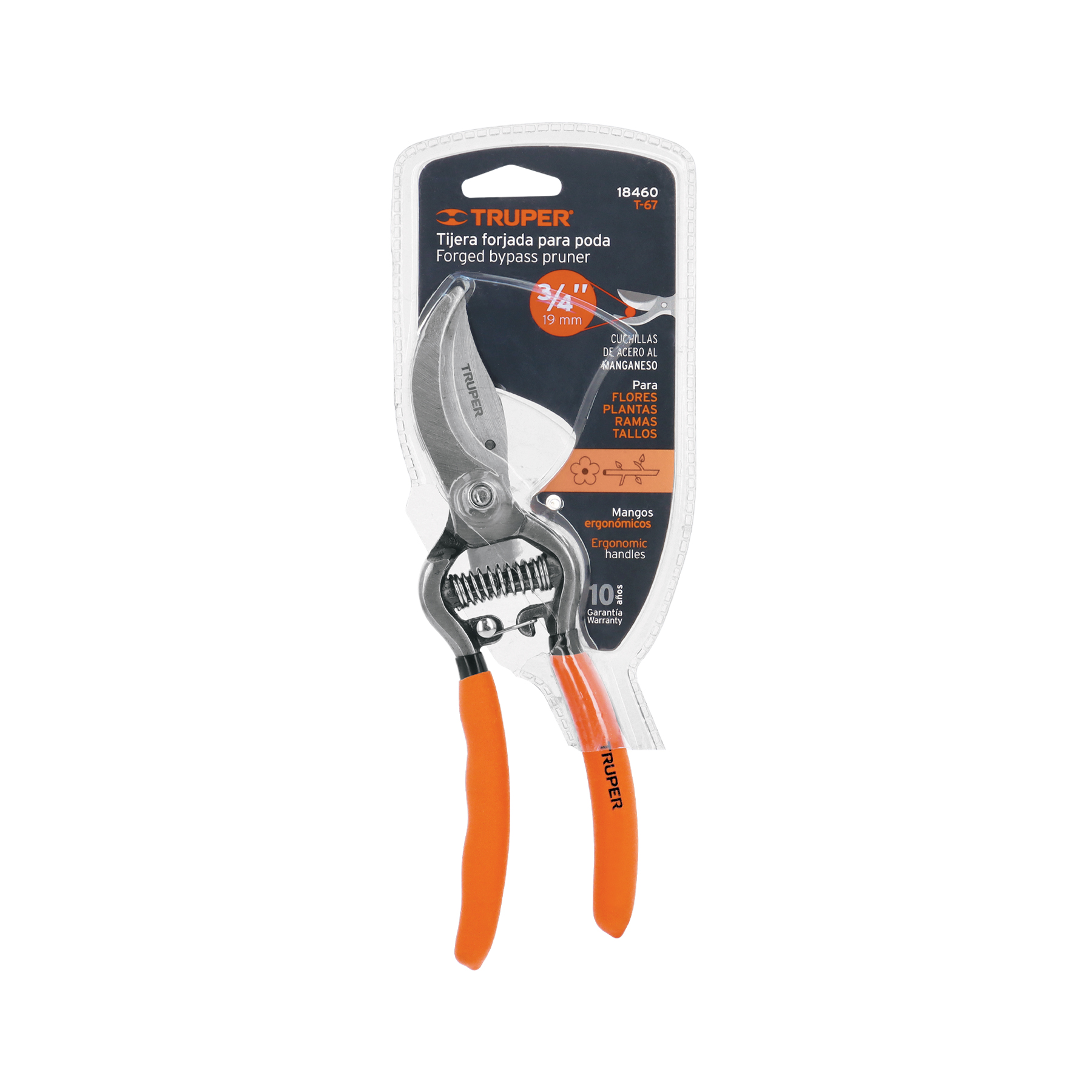 Tijera forjada para poda 8-1/2" para jardinería, TRUPER TRUPER