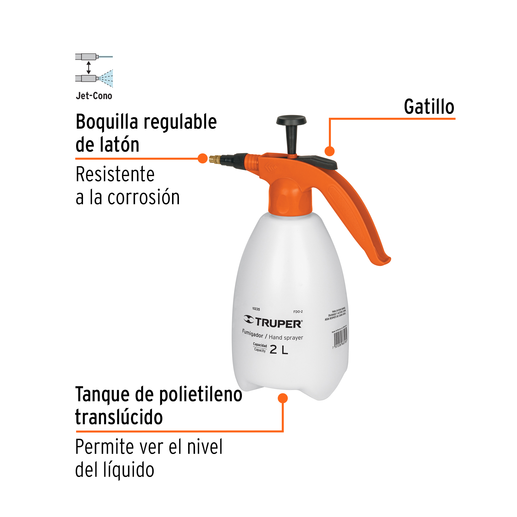 Fumigador de 2 litros doméstico, TRUPER TRUPER