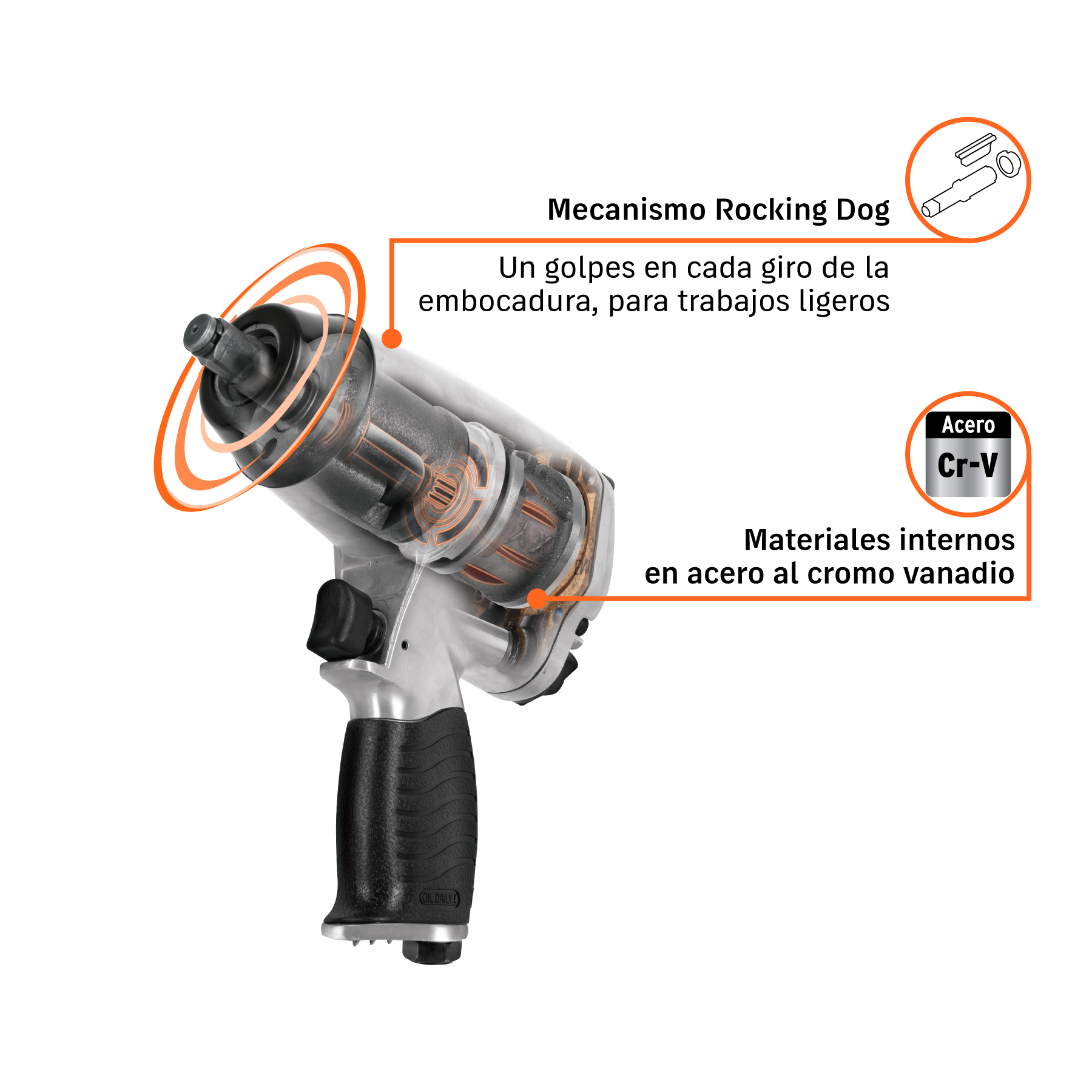 Llave (pistola) de impacto neumática 1/2", TRUPER TRUPER