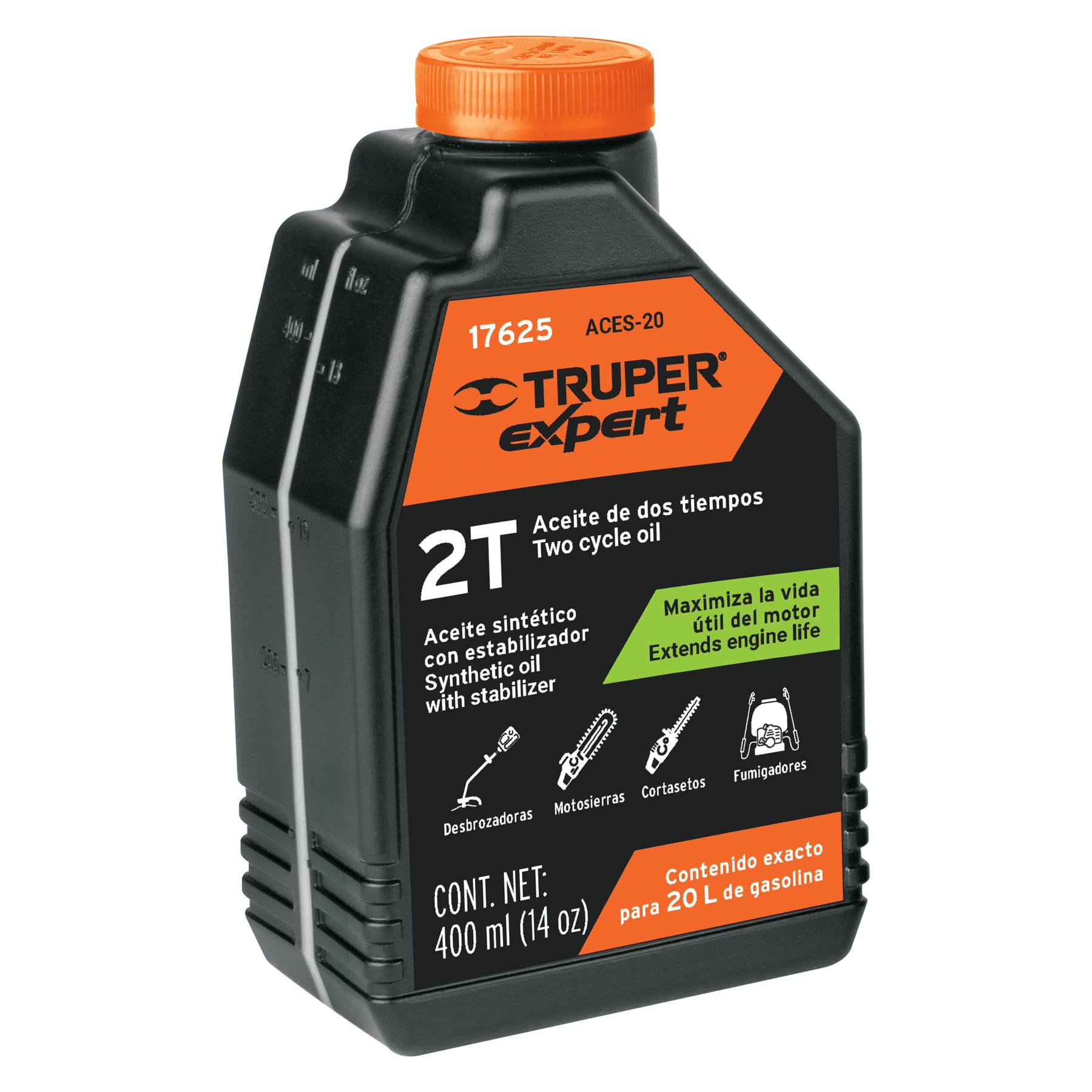 Aceite sintético para motor de 2 tiempos, 400 ml TRUPER
