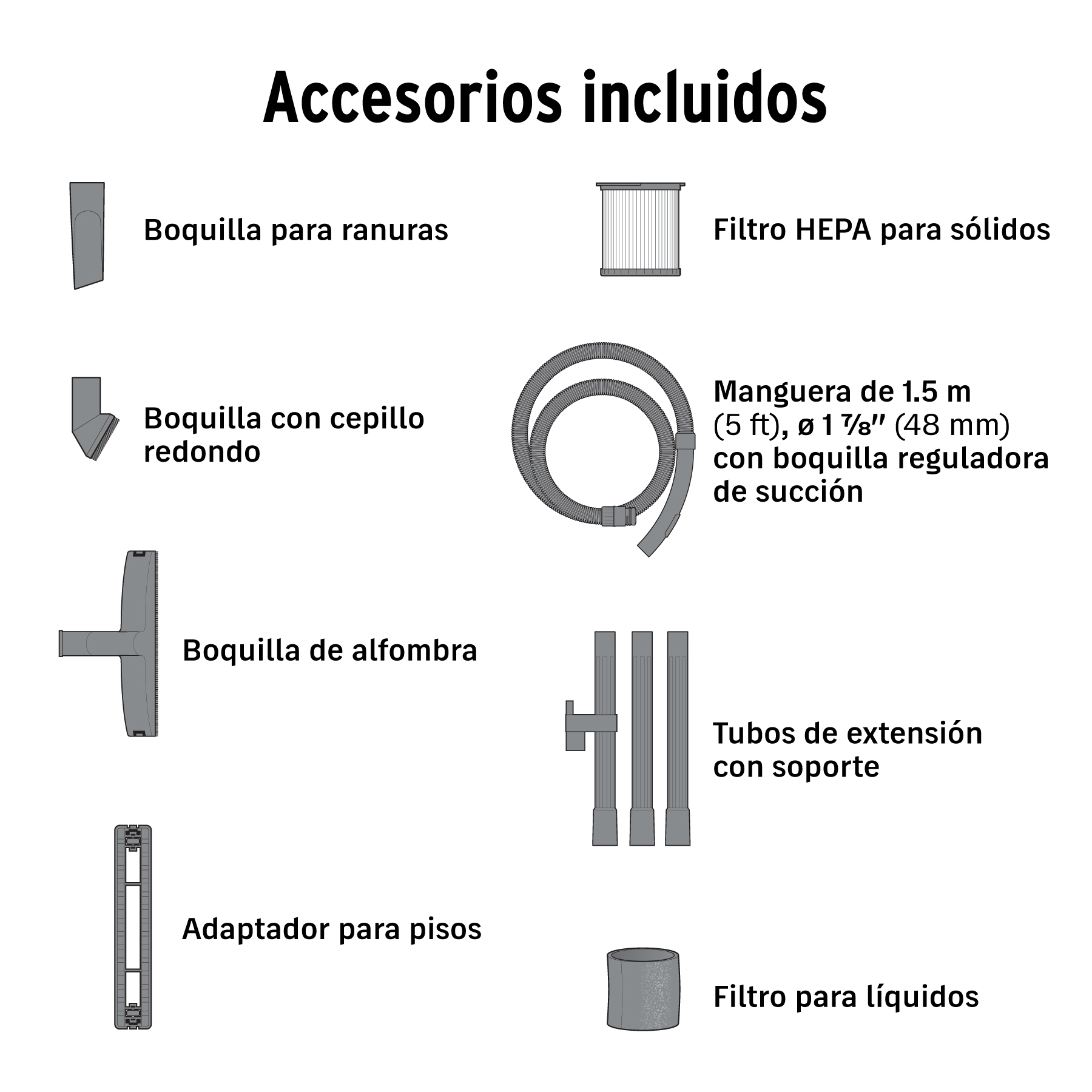 Aspiradora de sólidos y líquidos, 6 gal, plástica, negra TRUPER
