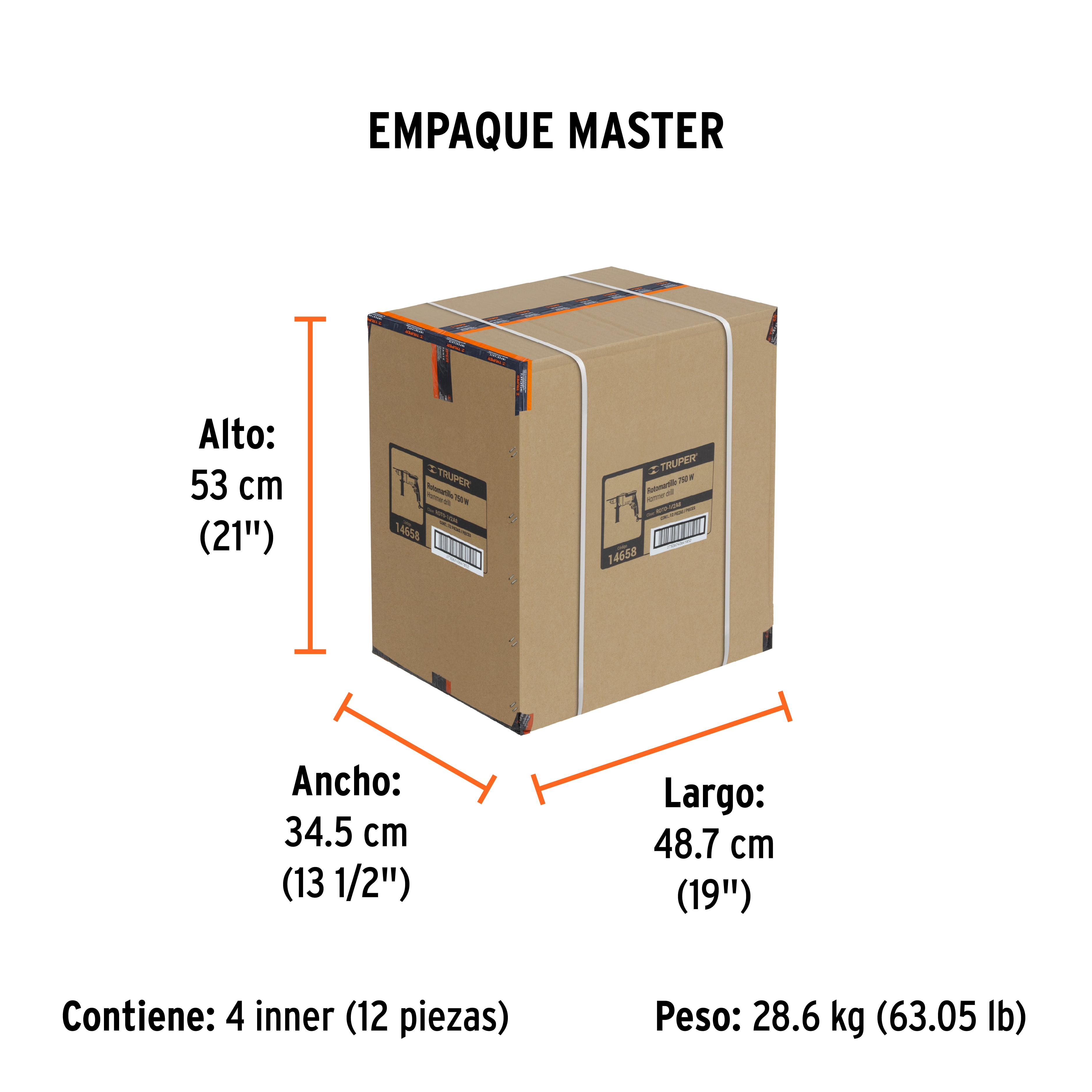 Rotomartillo/destornillador 1/2", 750W, TRUPER PRO TRUPER