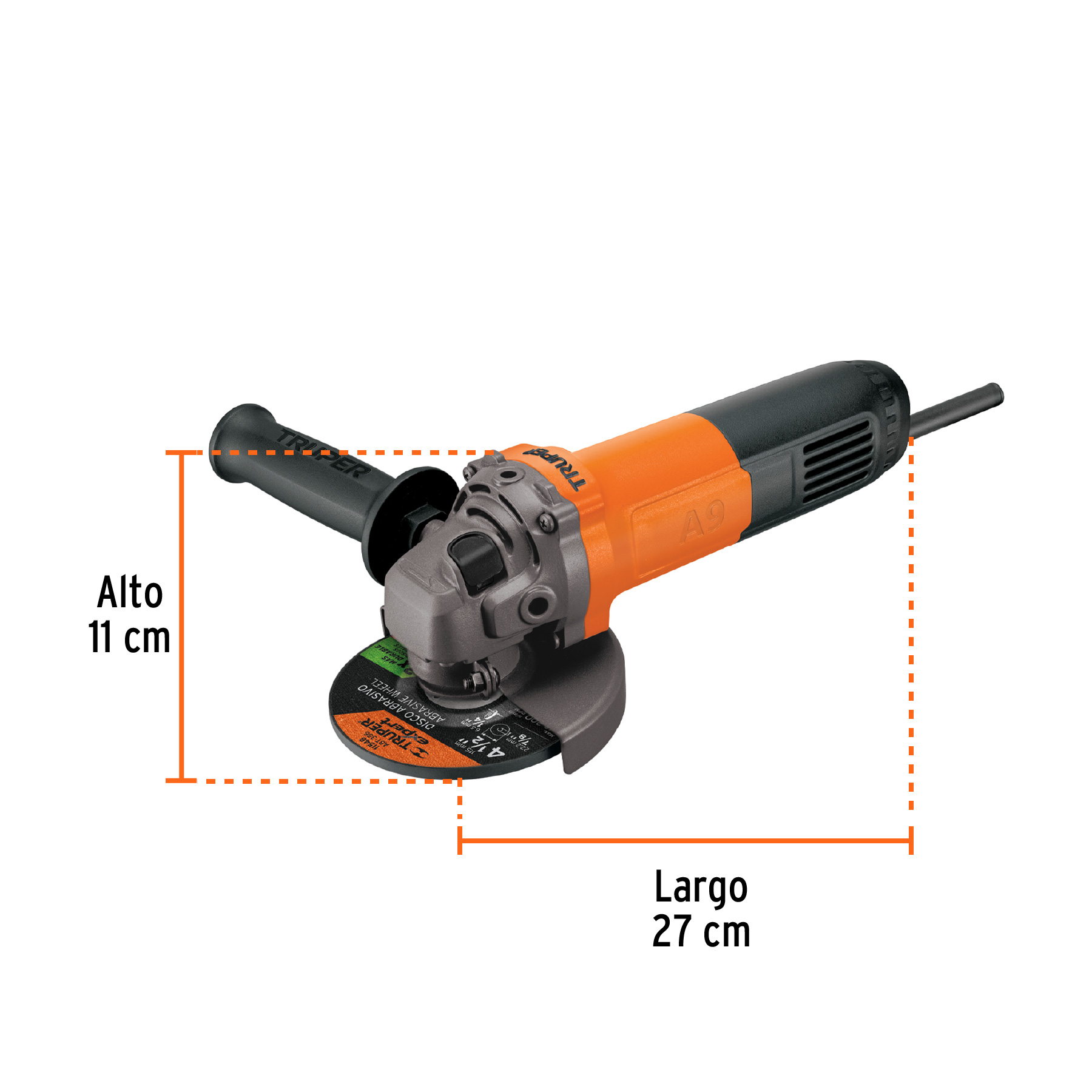 Esmeriladora angular 4-1/2", 800W, TRUPER PRO TRUPER