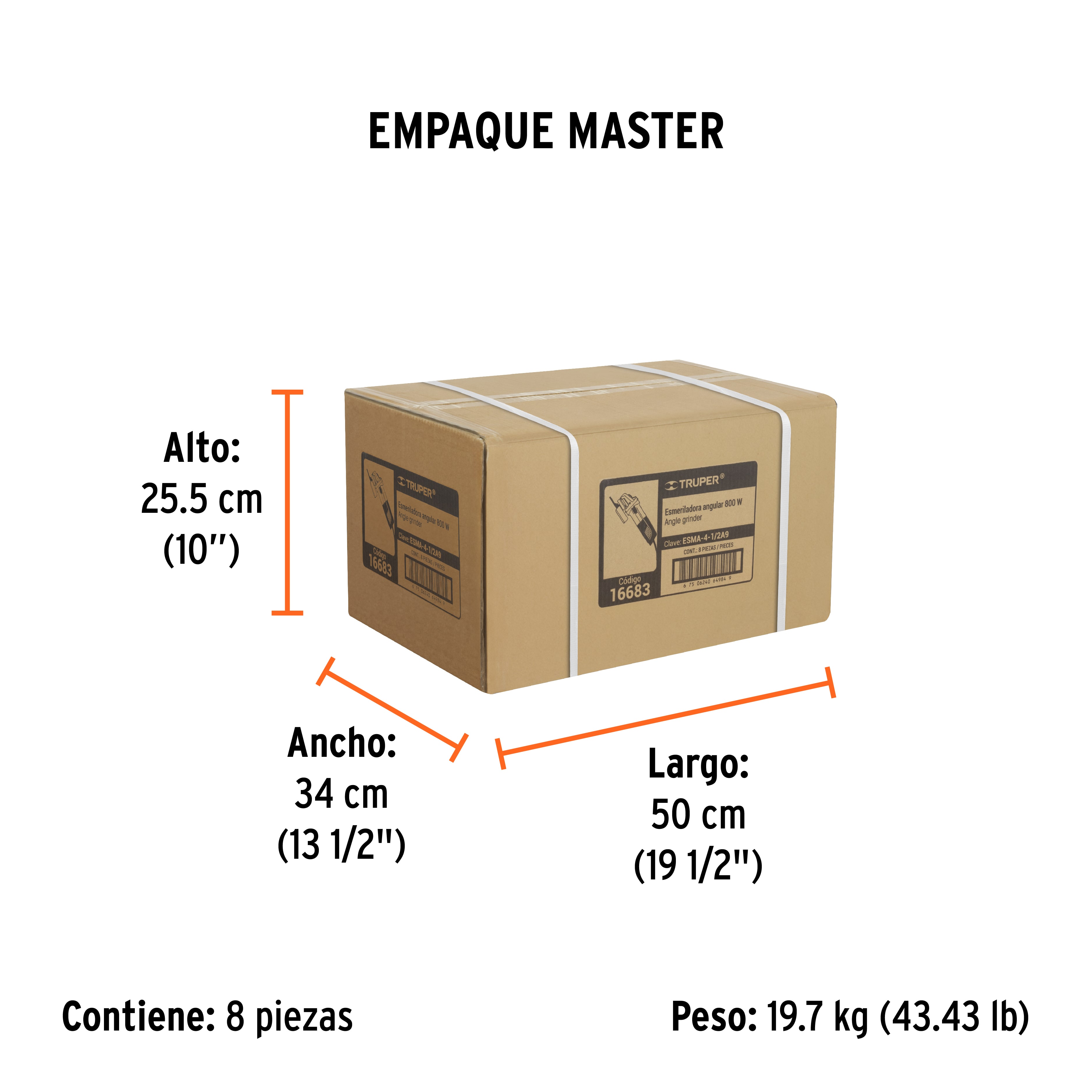Esmeriladora angular 4-1/2", 800W, TRUPER PRO TRUPER
