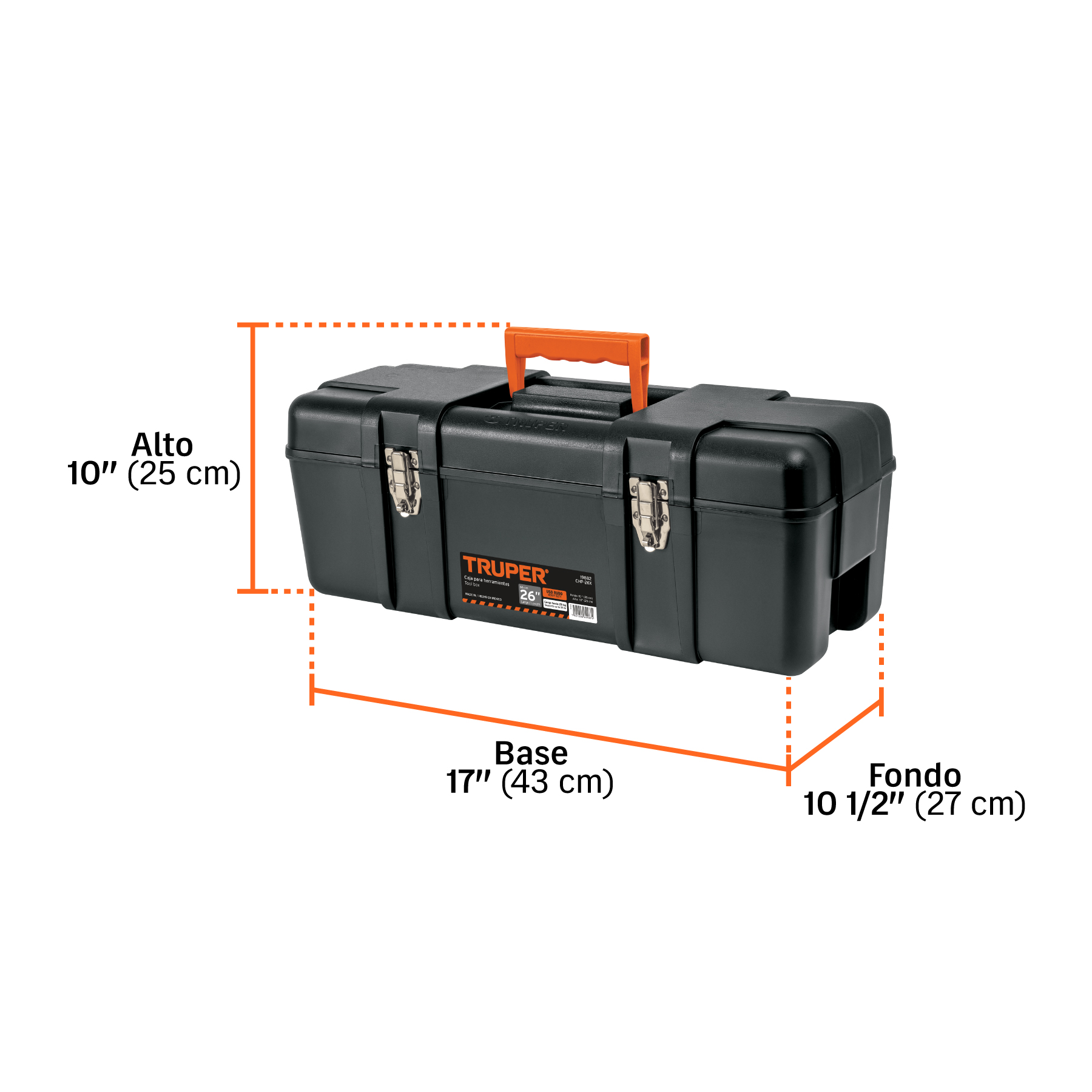 Caja para herramienta 26" industrial con broches metálicos TRUPER
