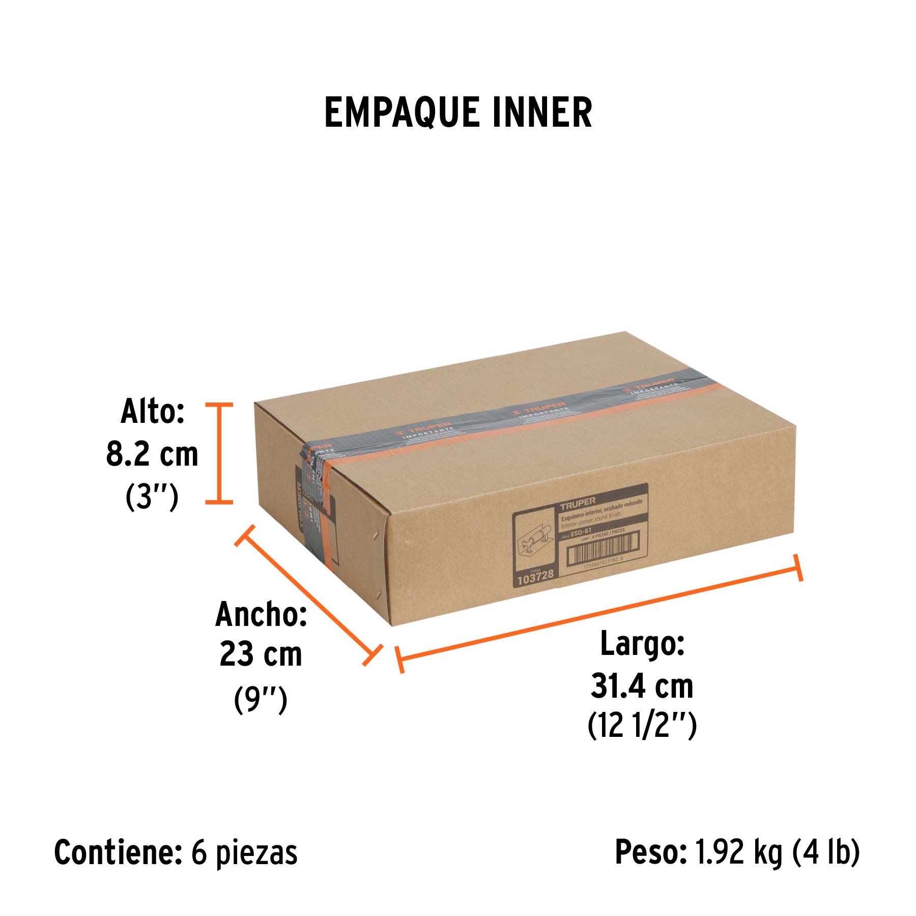 Esquinero interior, para acabado redondeado, TRUPER TRUPER