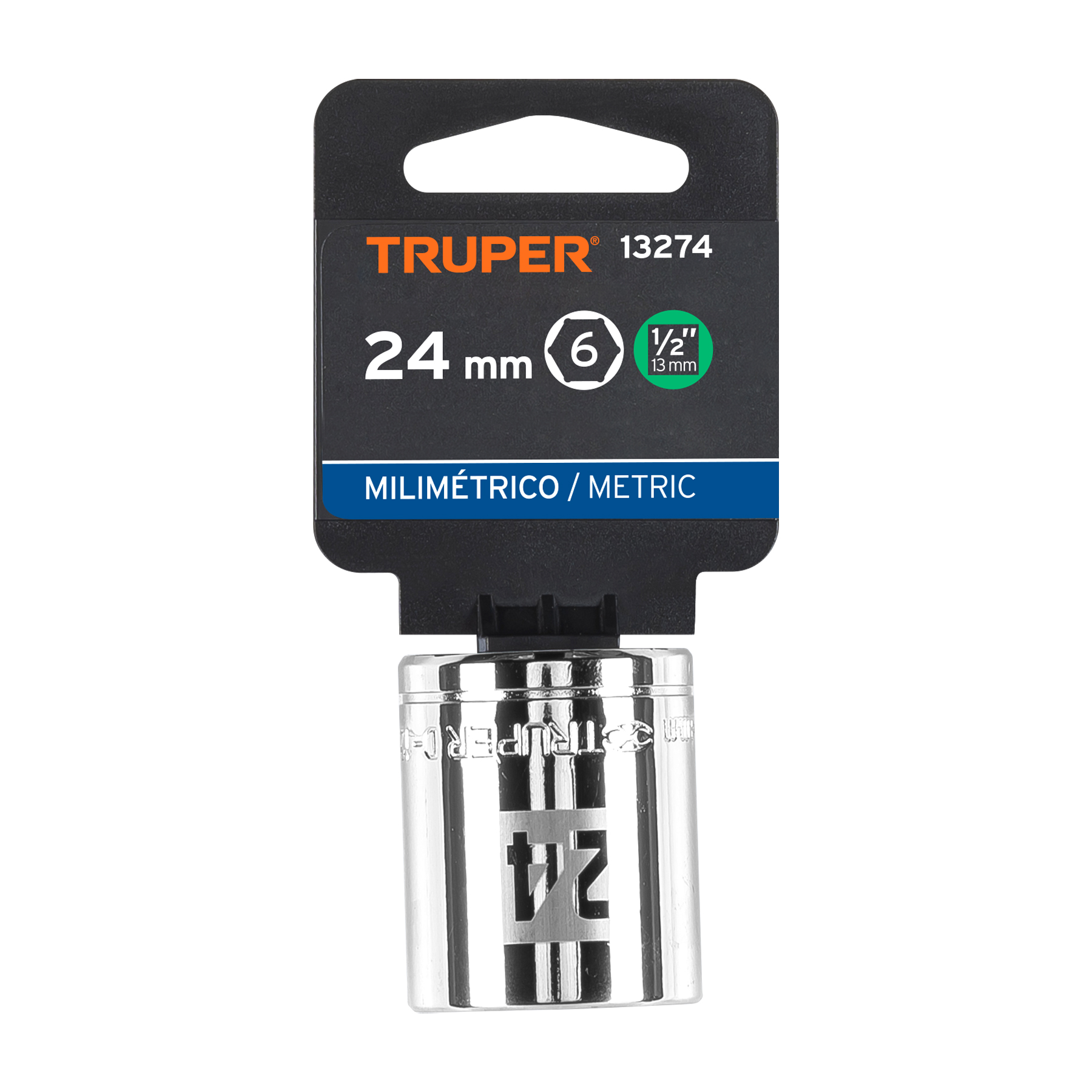 Dado de 24 mm, 6 puntas, cuadro 1/2", TRUPER TRUPER