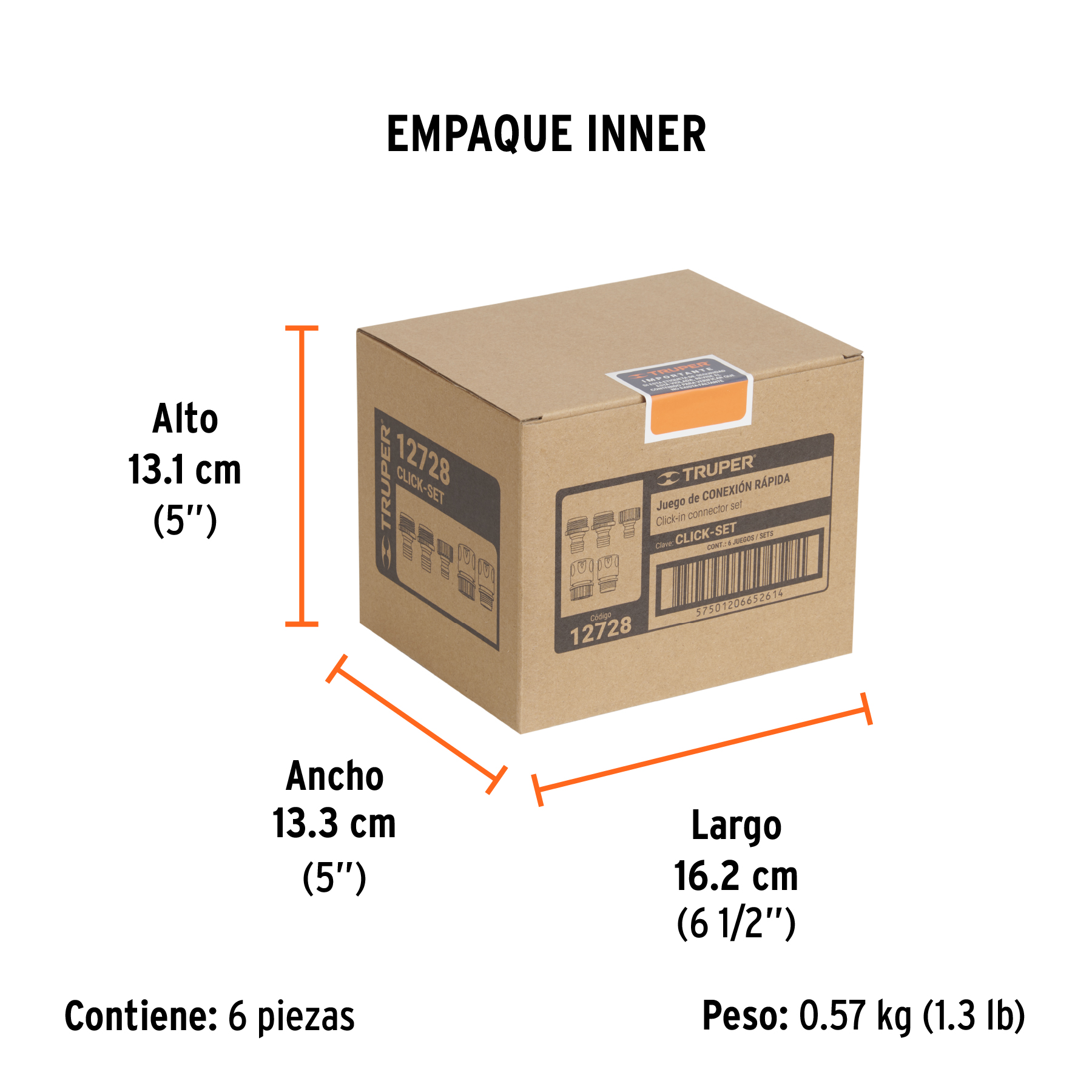 Juego de 5 conectores 3/4" rápidos de ABS, sistema click TRUPER