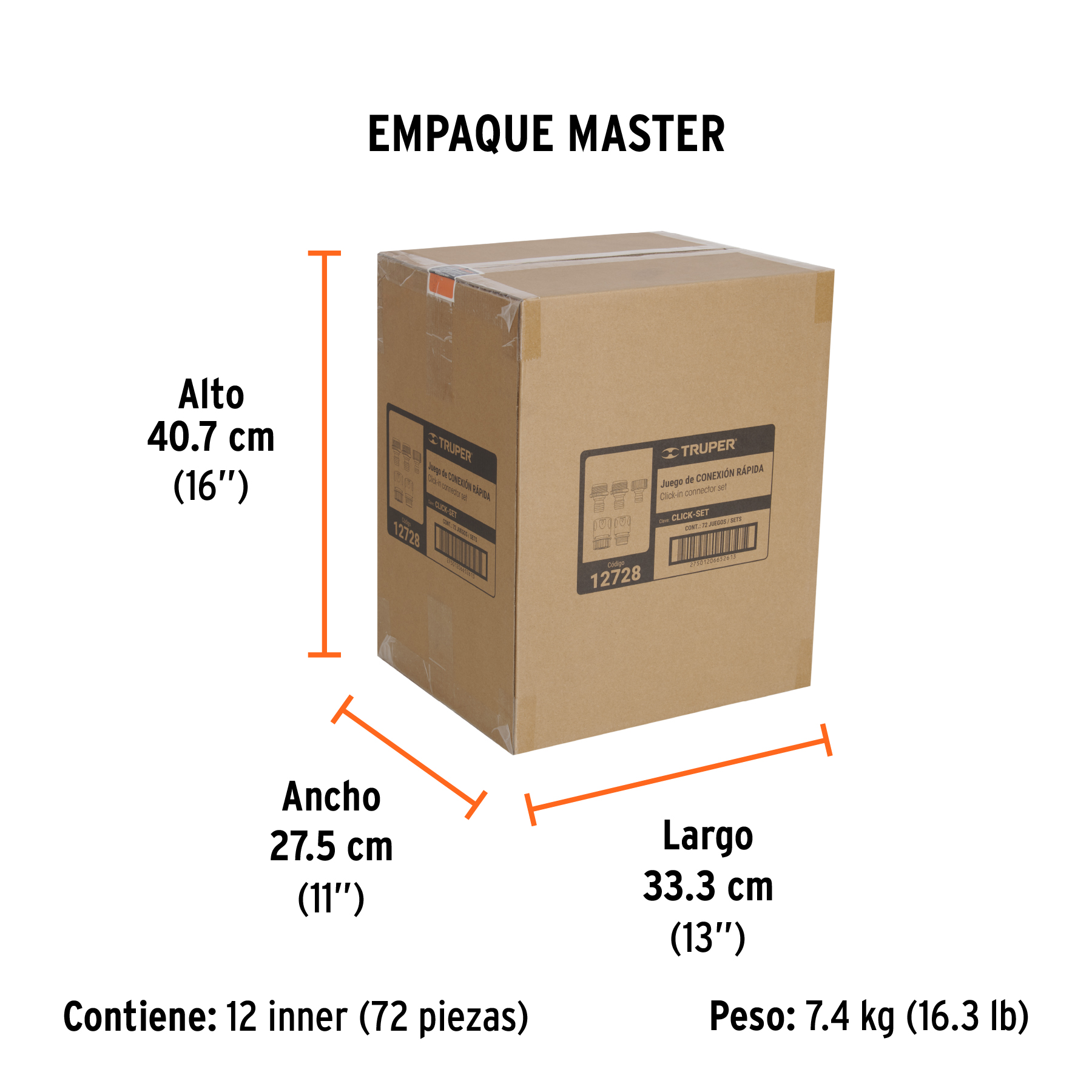 Juego de 5 conectores 3/4" rápidos de ABS, sistema click TRUPER