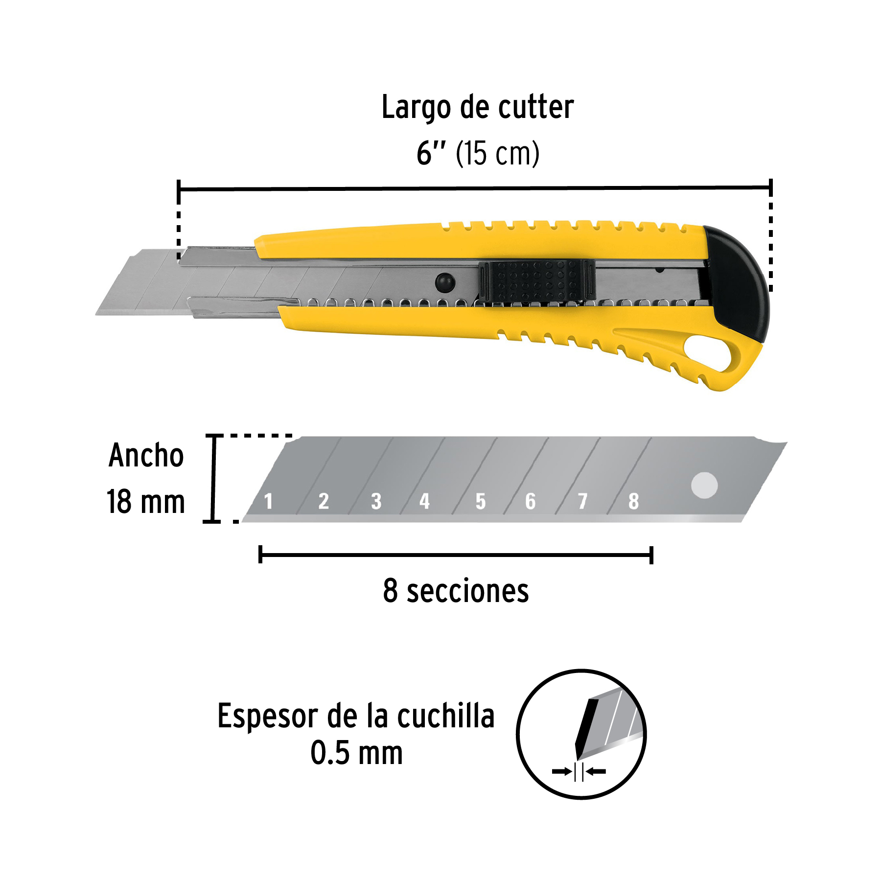 Cutter 18 mm plástico con alma metálica, PRETUL PRETUL