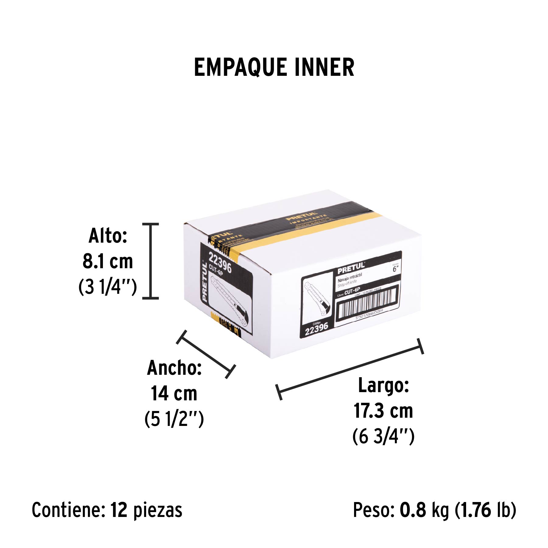 Cutter 18 mm plástico con alma metálica, PRETUL PRETUL