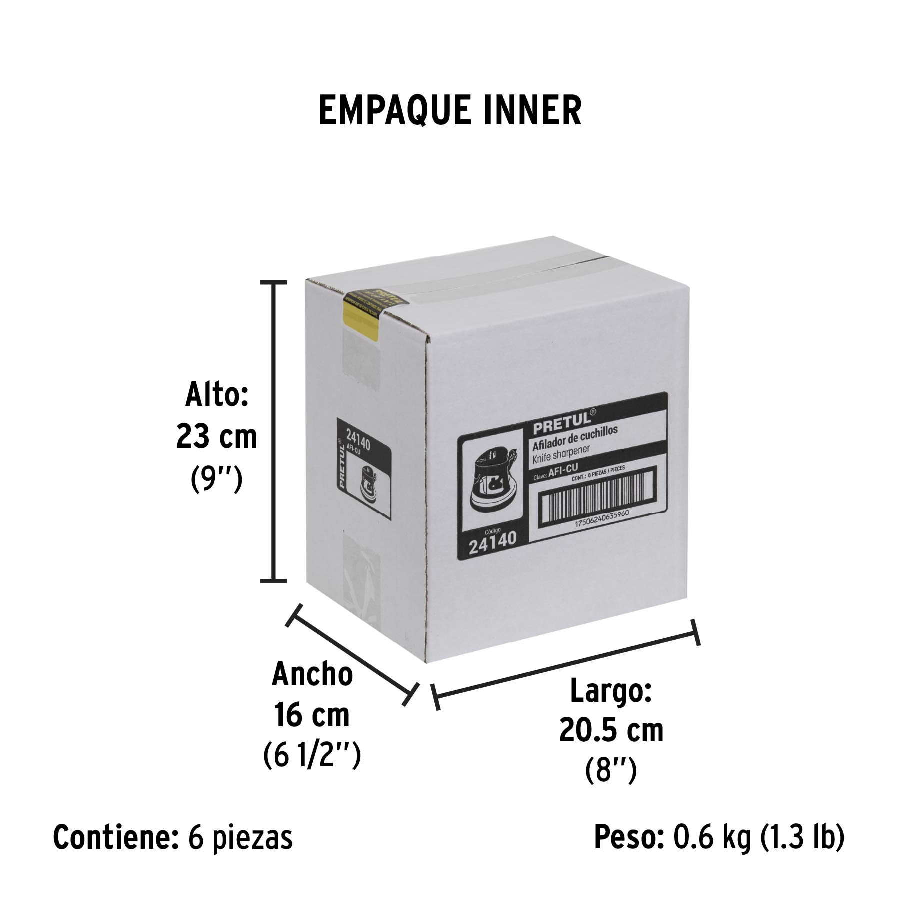 Afilador de cuchillos, cuerpo de ABS, PRETUL PRETUL
