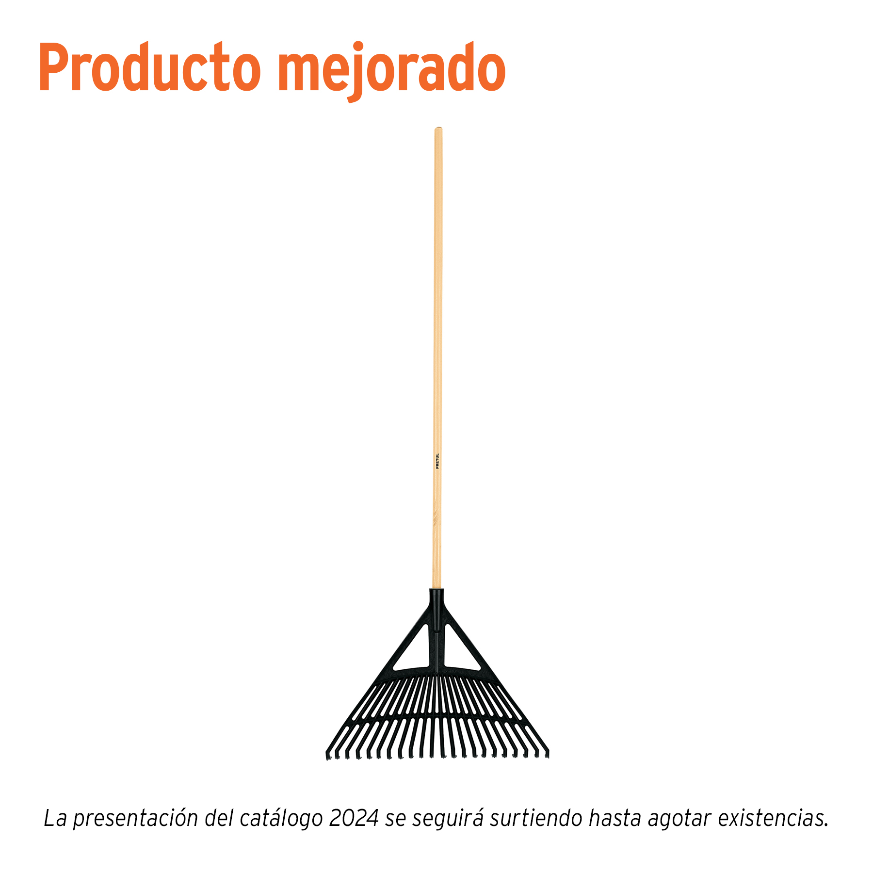 Escoba plástica p/jardín, flex. 22 dientes, mango 48" PRETUL PRETUL