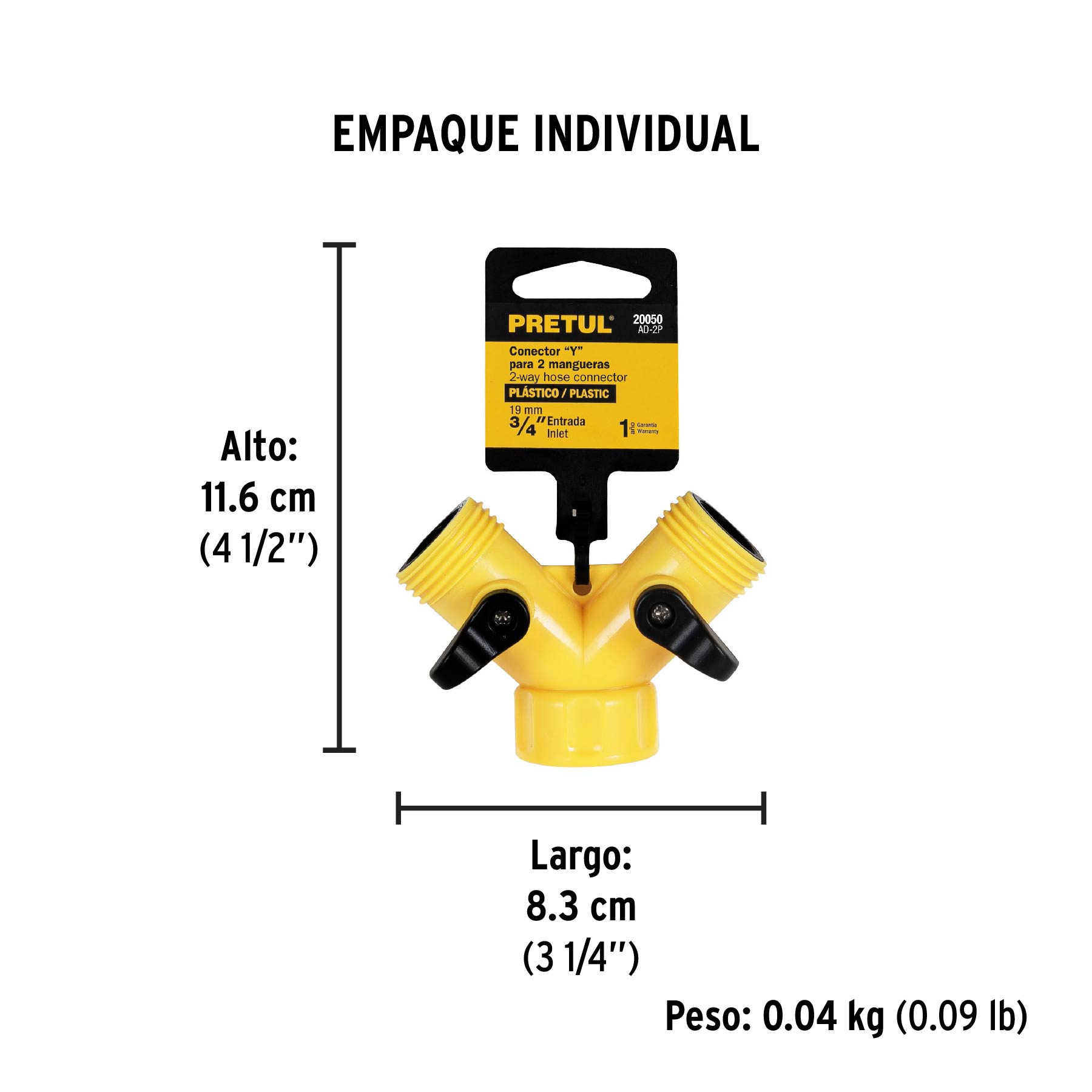 Conector "Y" 3/4" plástico para manguera, PRETUL PRETUL