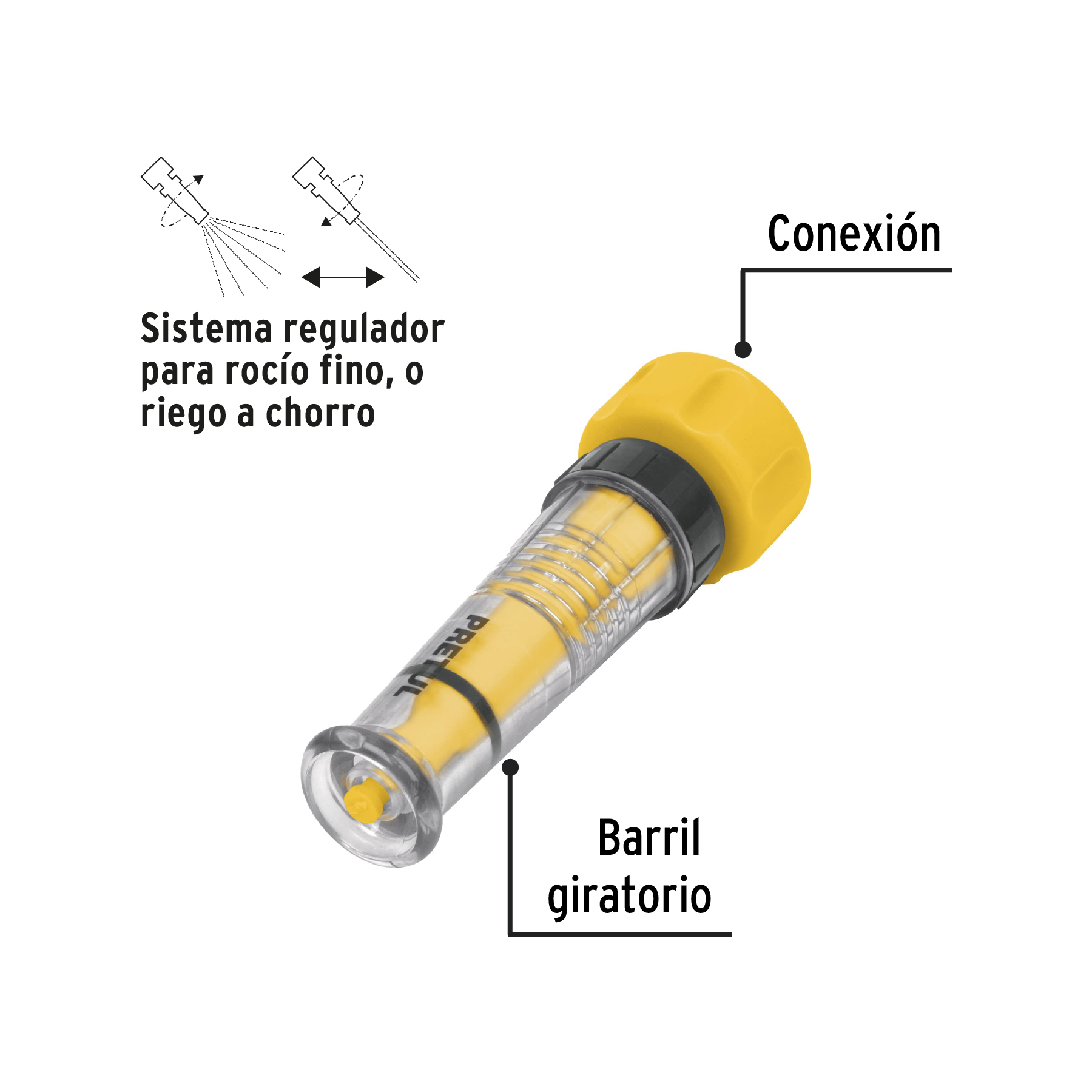 Chiflón 4" de plástico para manguera, PRETUL PRETUL