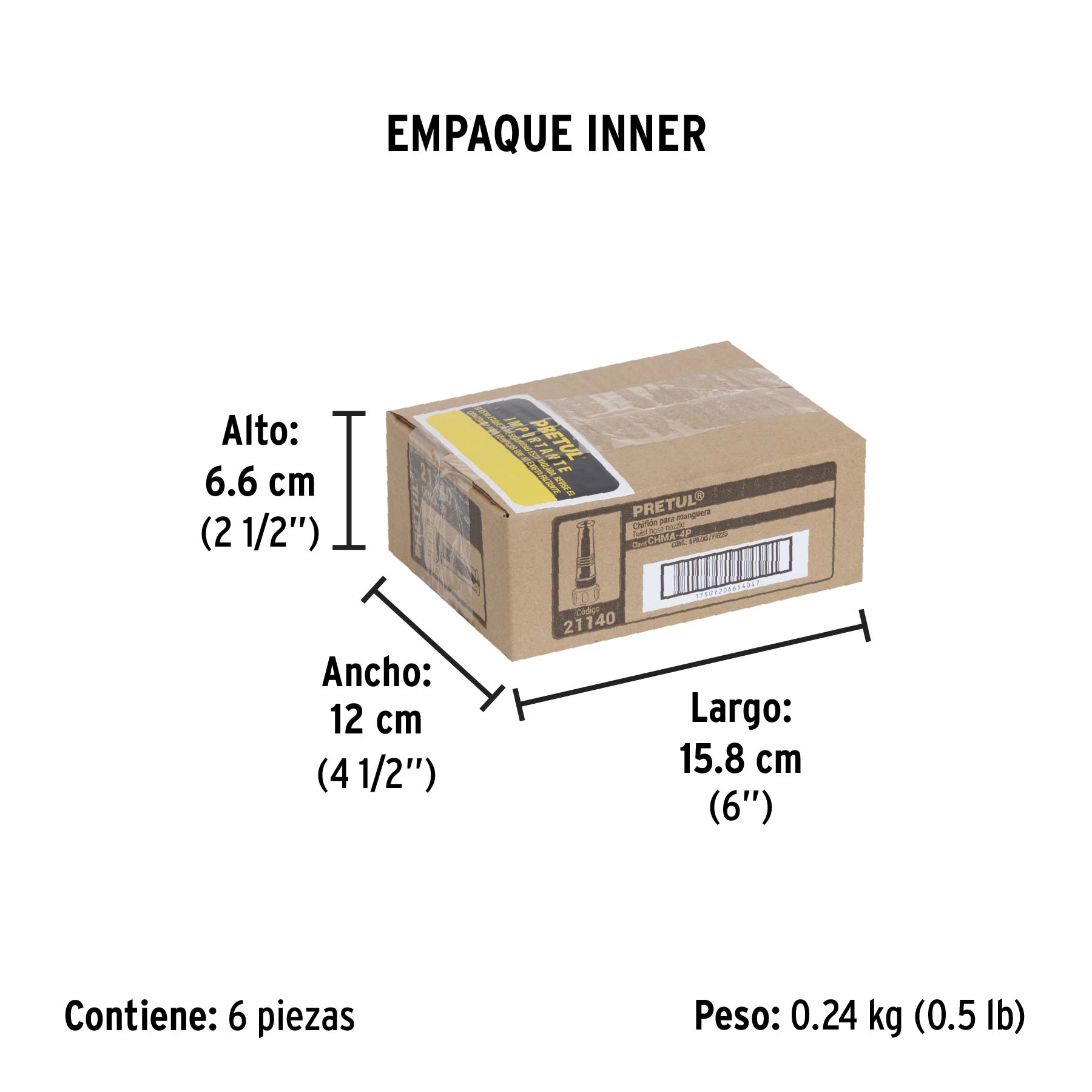Chiflón 4" de plástico para manguera, PRETUL PRETUL